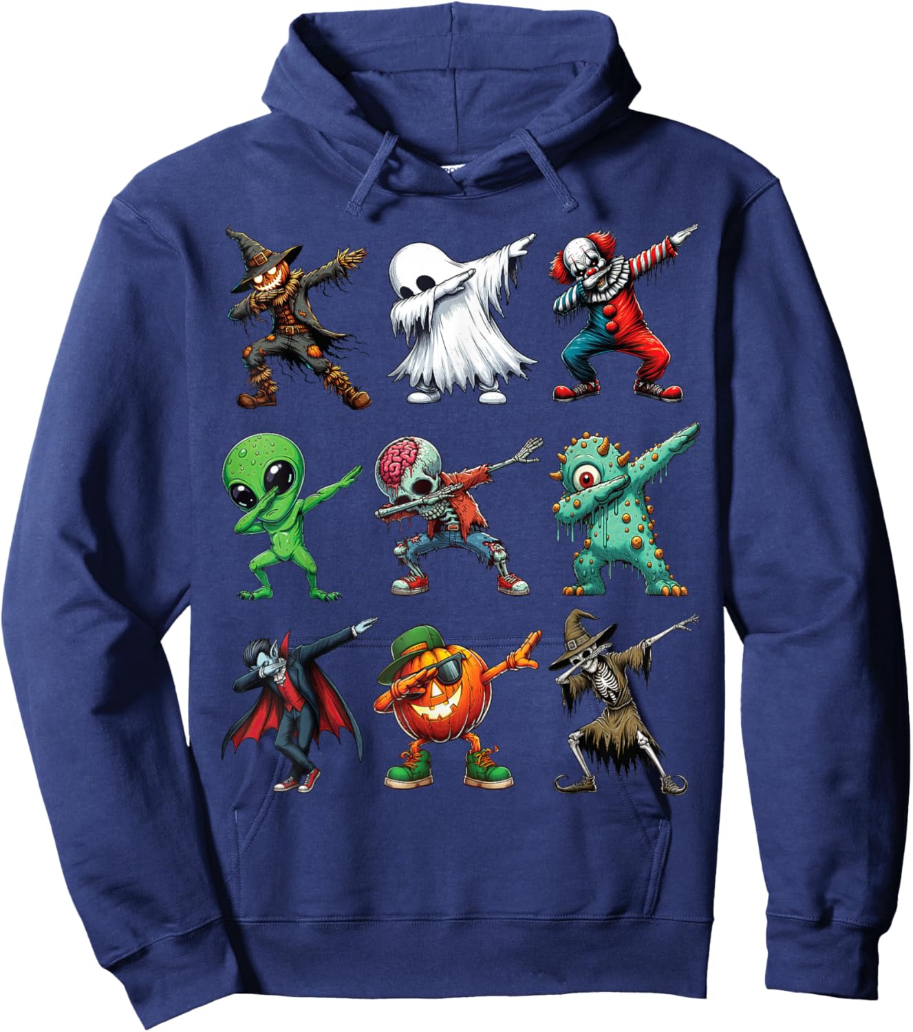 Dabbing Halloween Zombie Skeleton Pumpkin Scarecrow Ghost Hoodie - Hoodie | Navy