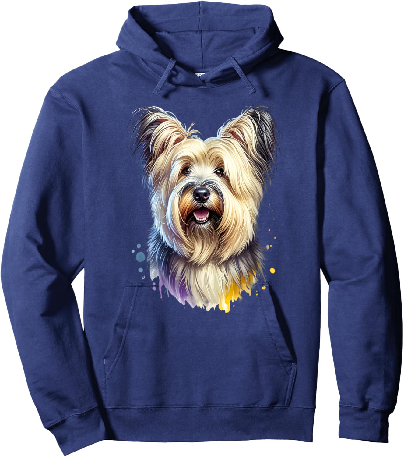 Skye Terrier Dog Watercolor Artwork Hoodie - Hoodie | Navy