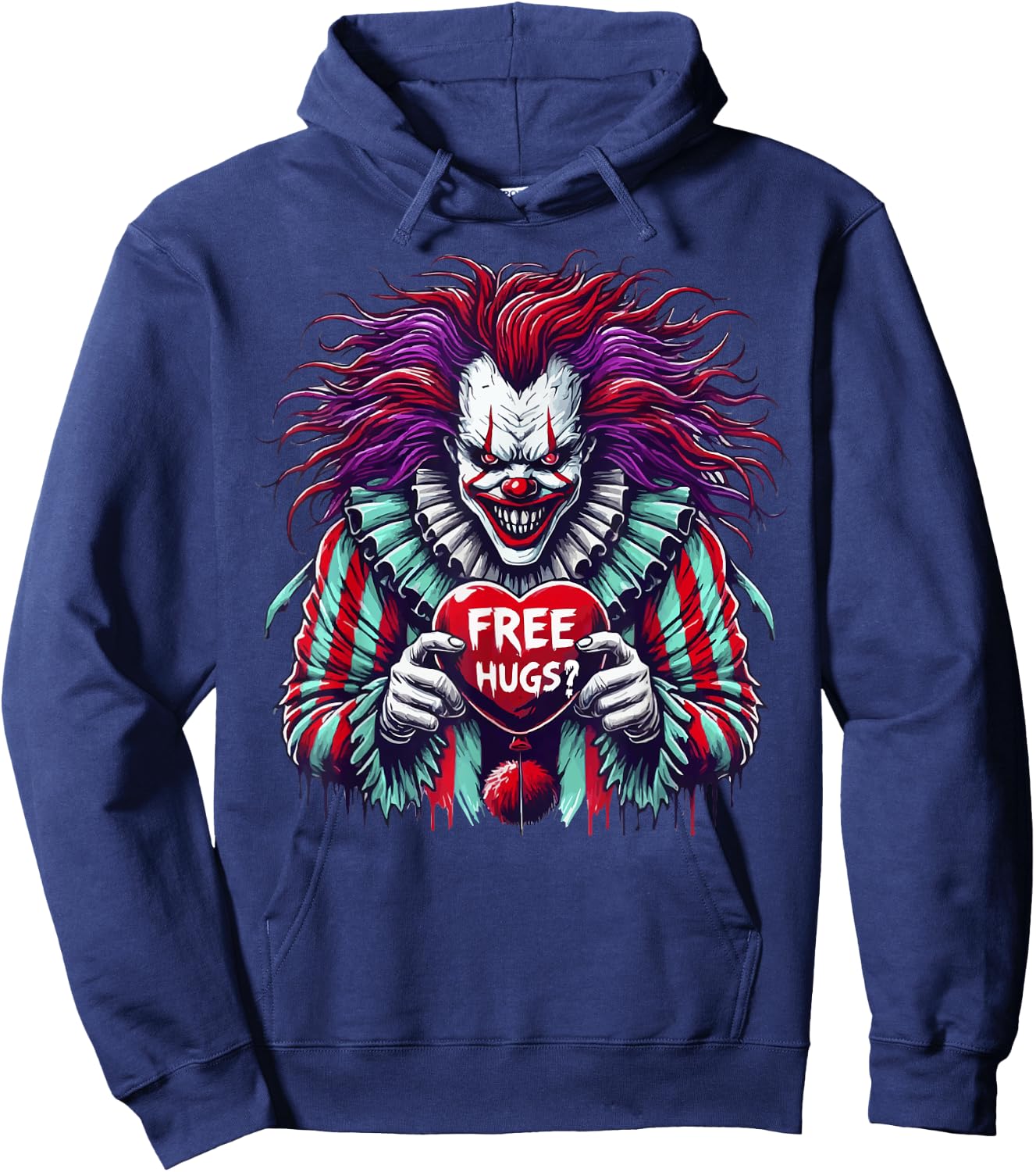 Free Hugs? Scary Horror Clown Lazy Halloween Costume Hoodie - Hoodie | Navy