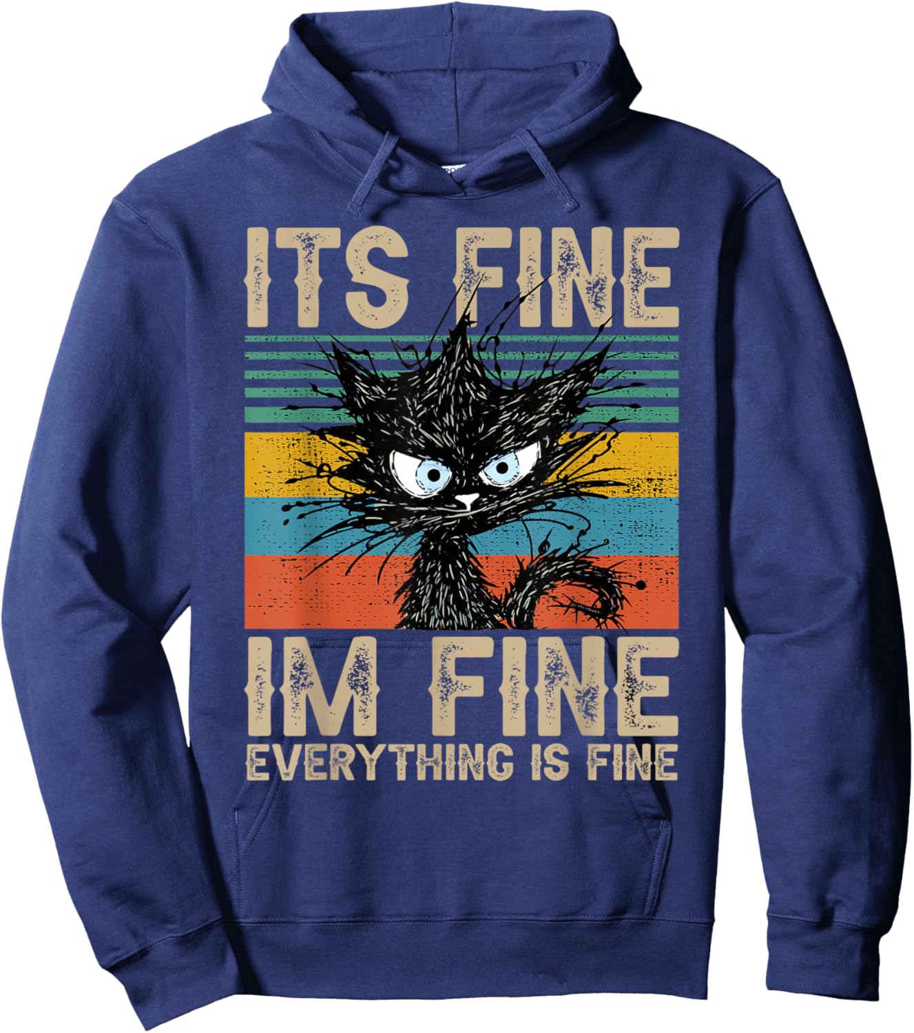 It S Fine Im Fine Everything is Fine Funny Black Cat Women Hoodie - Hoodie | Navy