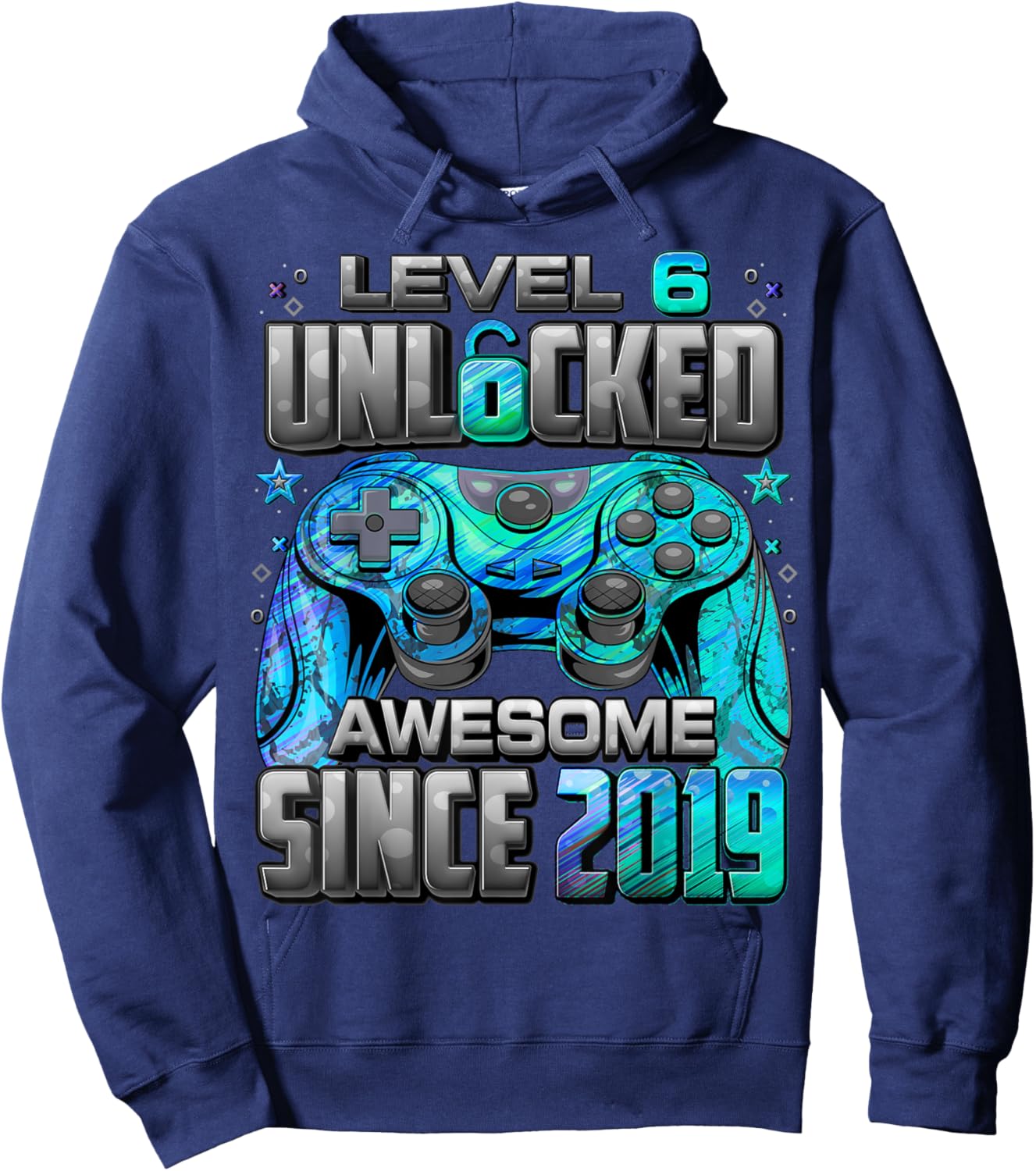 Level 6 Unlocked Awesome Since 2019 6th Birthday Gaming Hoodie - Hoodie | Navy