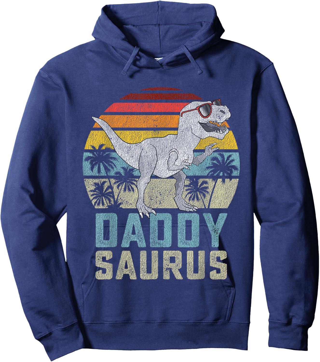 Daddysaurus T Rex Dinosaur Daddy Saurus Family Matching Hoodie - Hoodie | Navy
