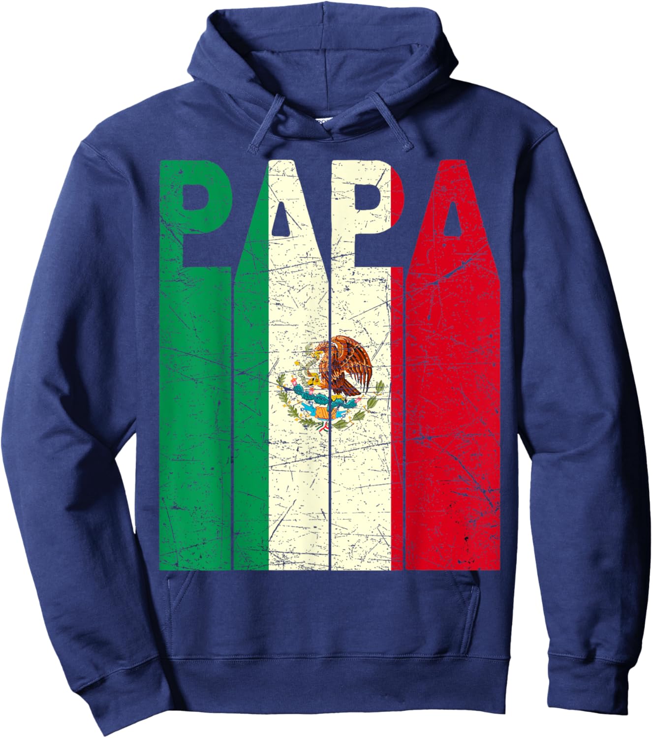 Mexican Papa Vintage Mexican Dad Mexican Flag Retro Hoodie - Hoodie | Navy