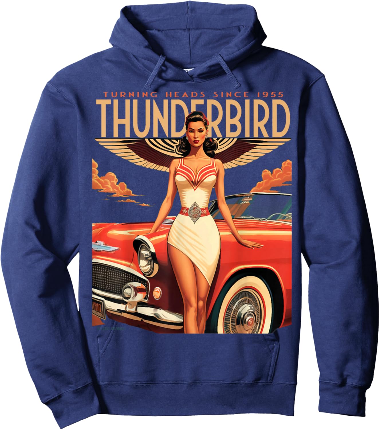 1955 1956 1957 Vintage Thunder Bird Chevys Truck Classic Car Hoodie - Hoodie | Navy