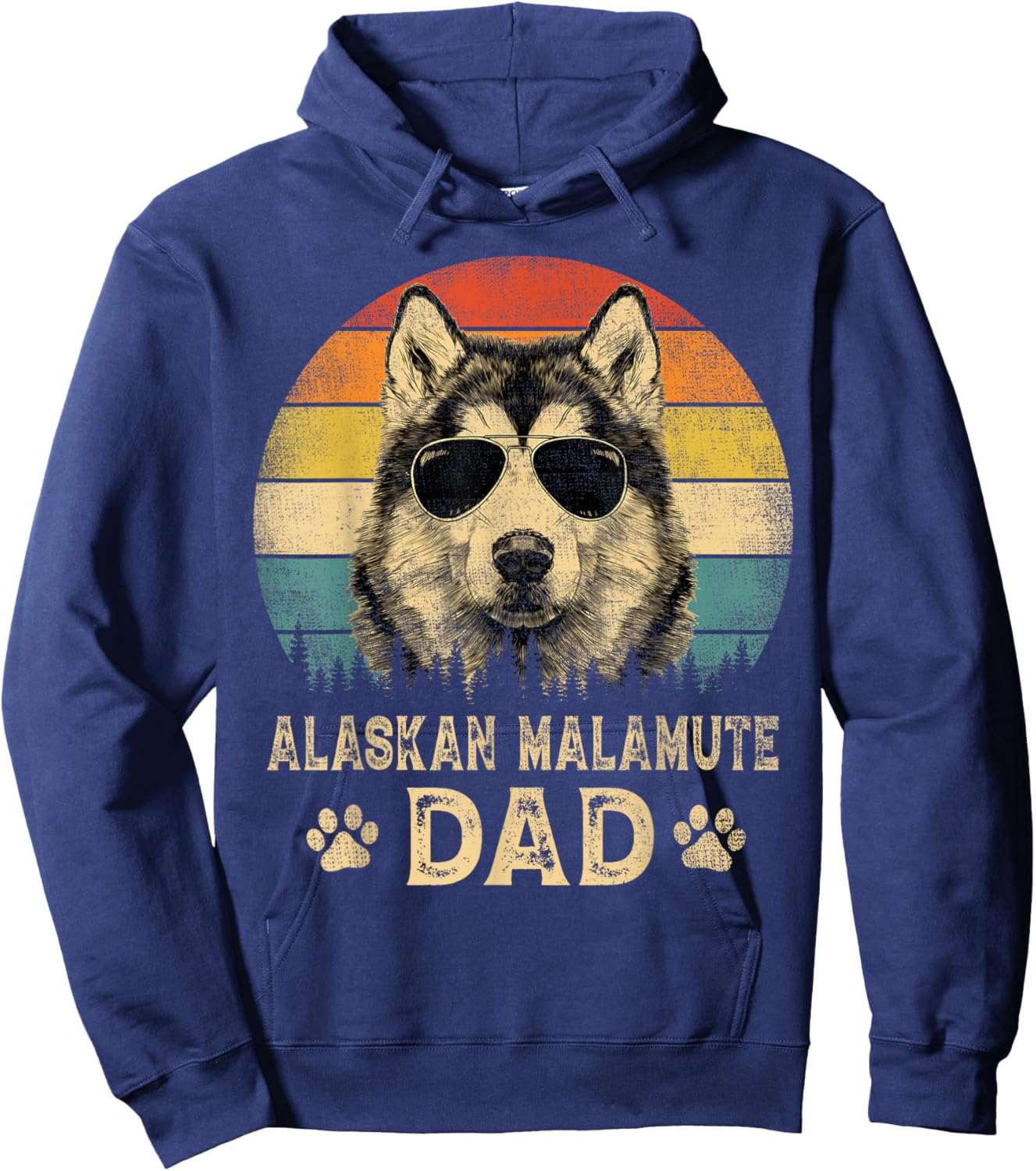 Vintage Alaskan Malamute Dad Dog Lovers Father's Day Hoodie - Hoodie | Navy