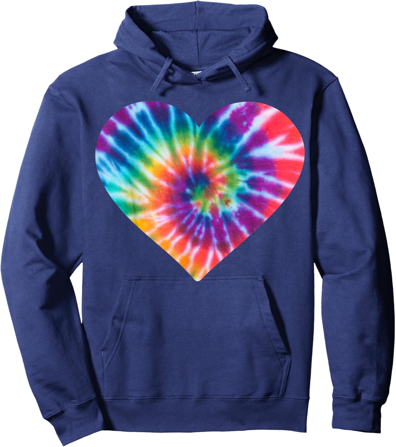 Colorful Heart Tie Dye - Cute Rainbow Valentines Day Graphic Hoodie - Hoodie | Navy