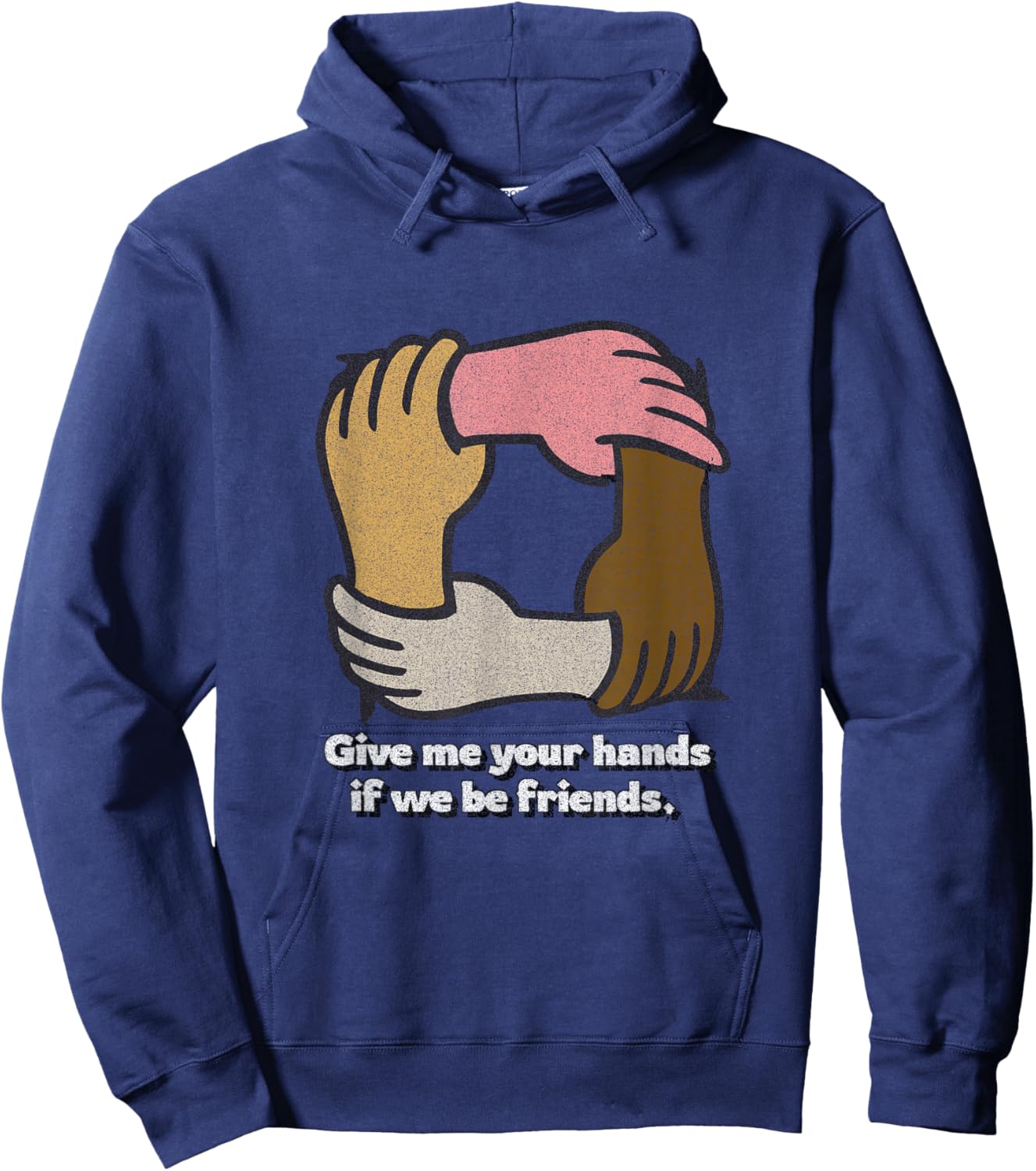 Distressed Give Hands Puck Midsummer Dream Shakespeare Quote Hoodie - Hoodie | Navy