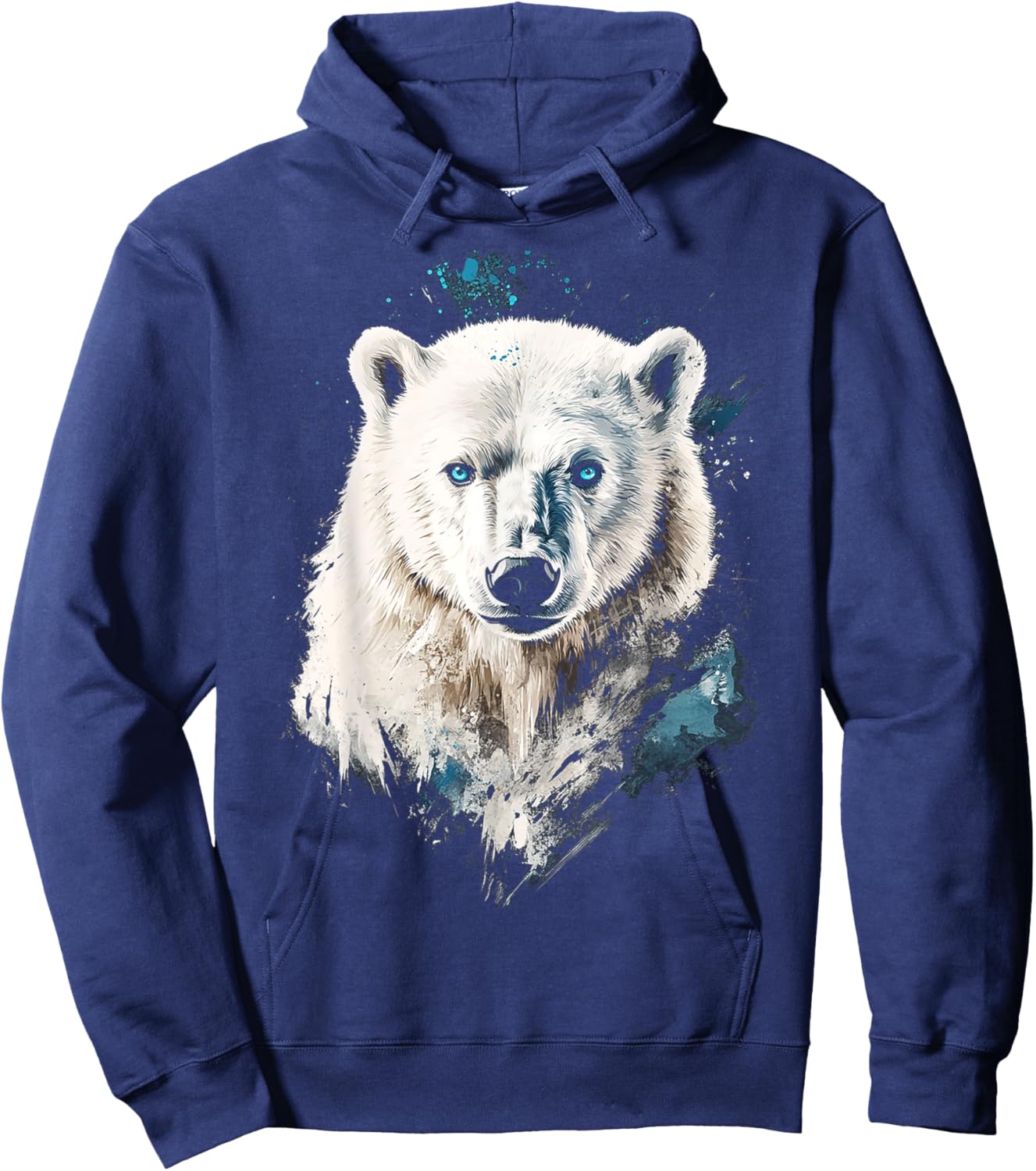Polar Bear Animal Motif Blue Eyes Illustration Polar Bear Hoodie - Hoodie | Navy