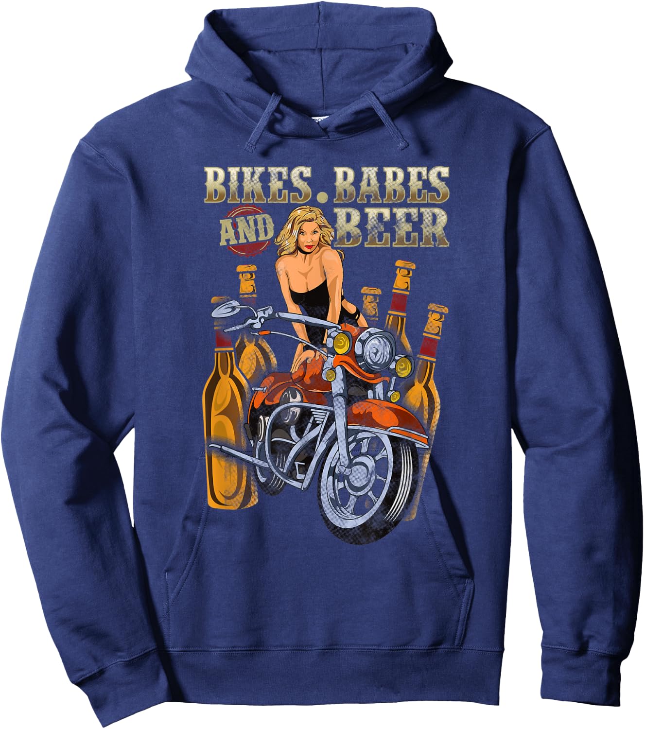 Biker Chick Lady Motorcycle Bikes Babes Beer Sexy Drinking Hoodie - Hoodie | Navy