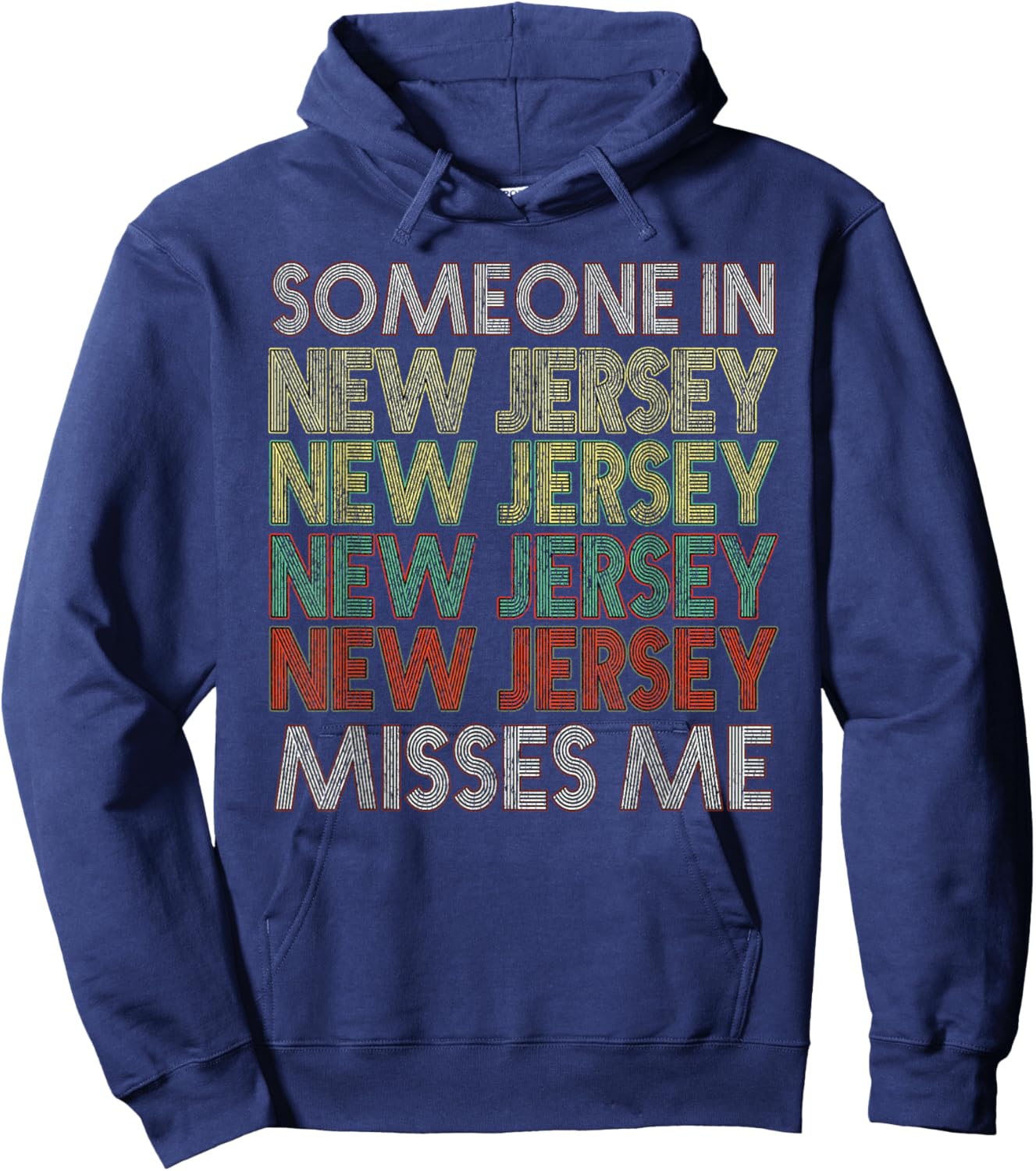 Someone In New Jersey Misses Me State Retro Vintage Hoodie - Hoodie | Navy