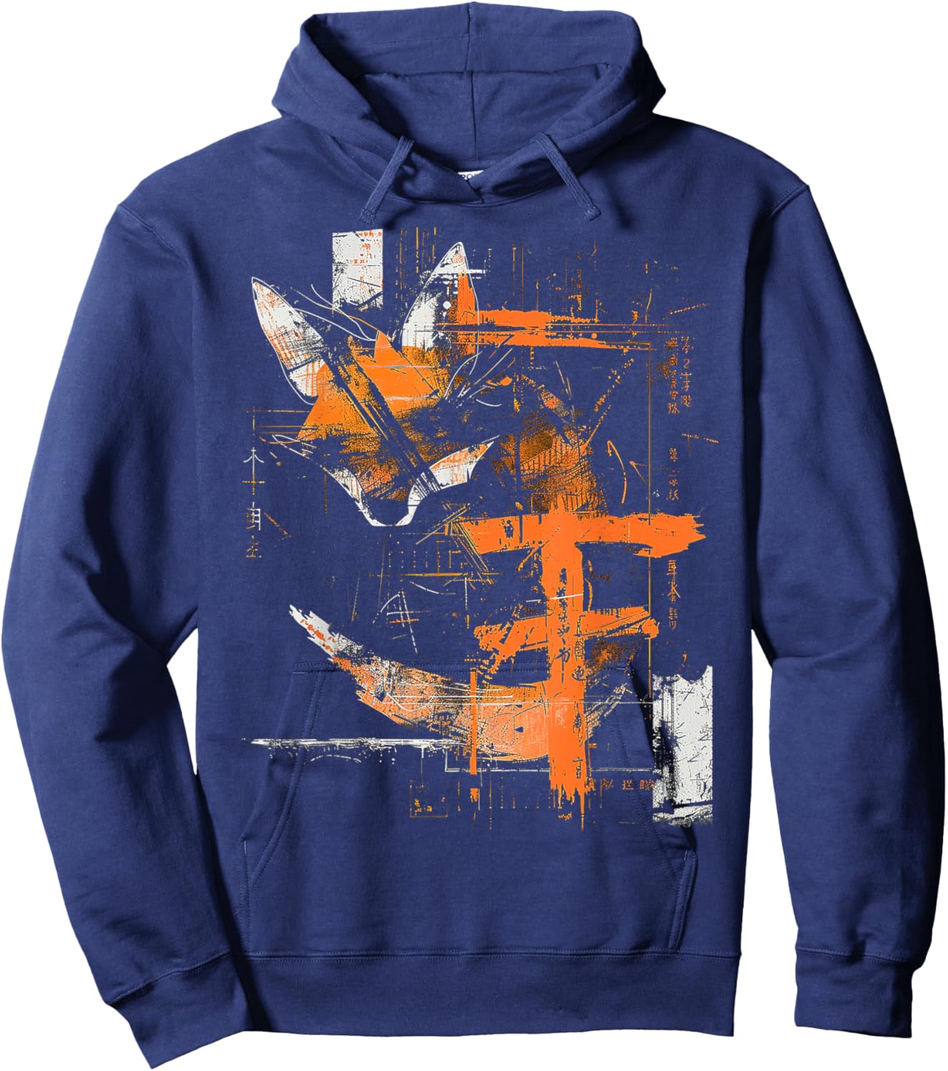 Fox Text Abstract Animal Geometric Art Graphic Fox Hoodie - Hoodie | Navy