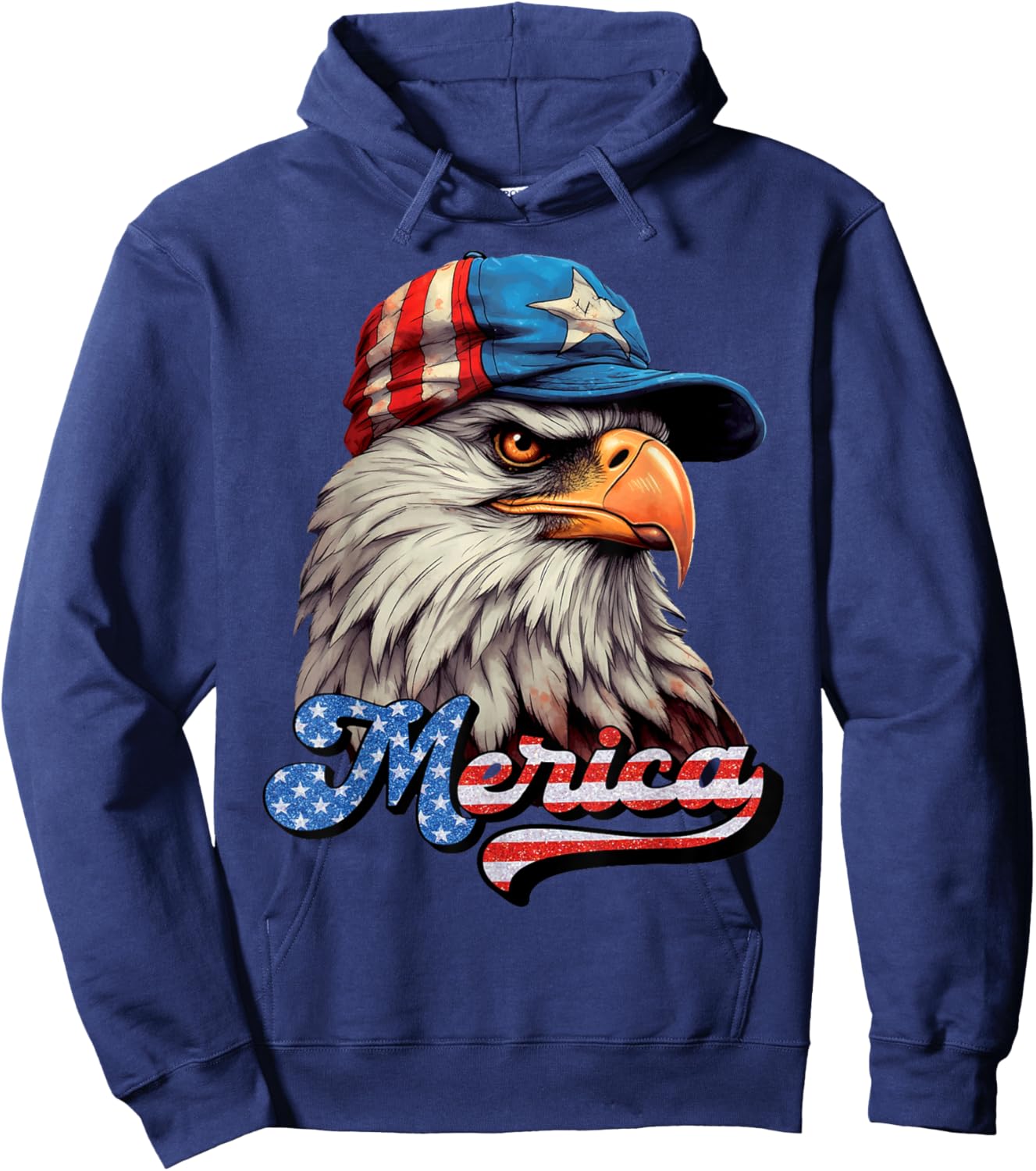 Merica Patriotic USA Eagle Of Freedom 4th of July Men Women Hoodie - Hoodie | Navy