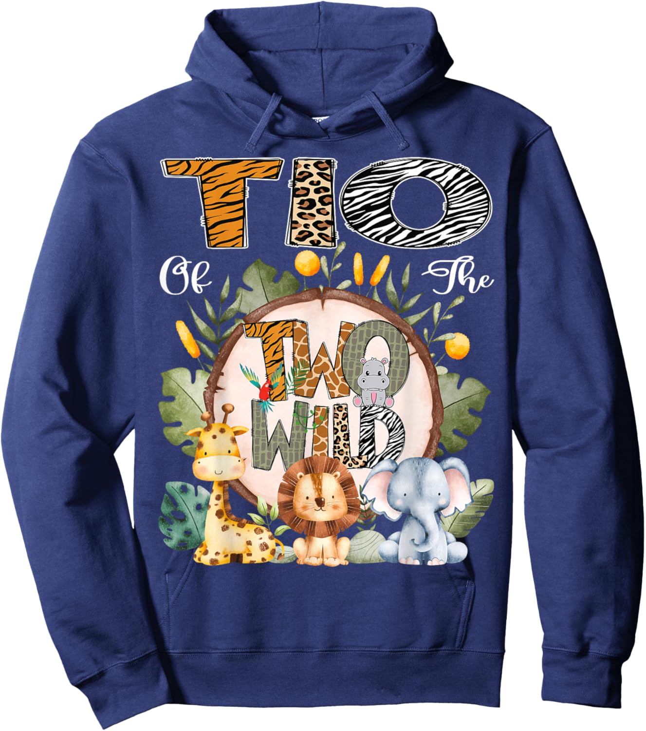 Tio Of The Two Wild Animal Safari 2Nd Birthday Party Hoodie - Hoodie | Navy