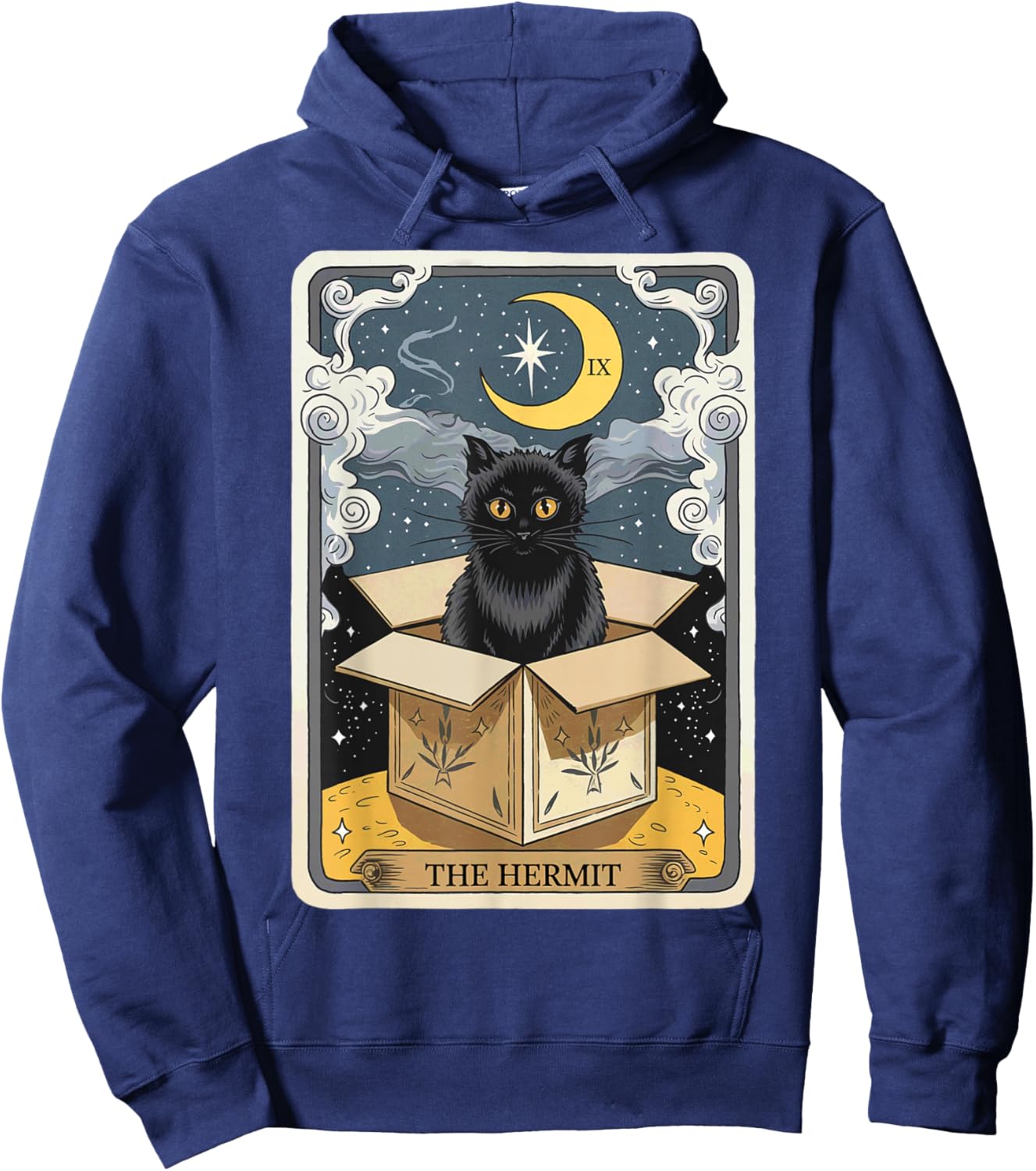 The Hermit Tarot Card Cat In Box Mystic Funny Cat Esoteric Hoodie - Hoodie | Navy