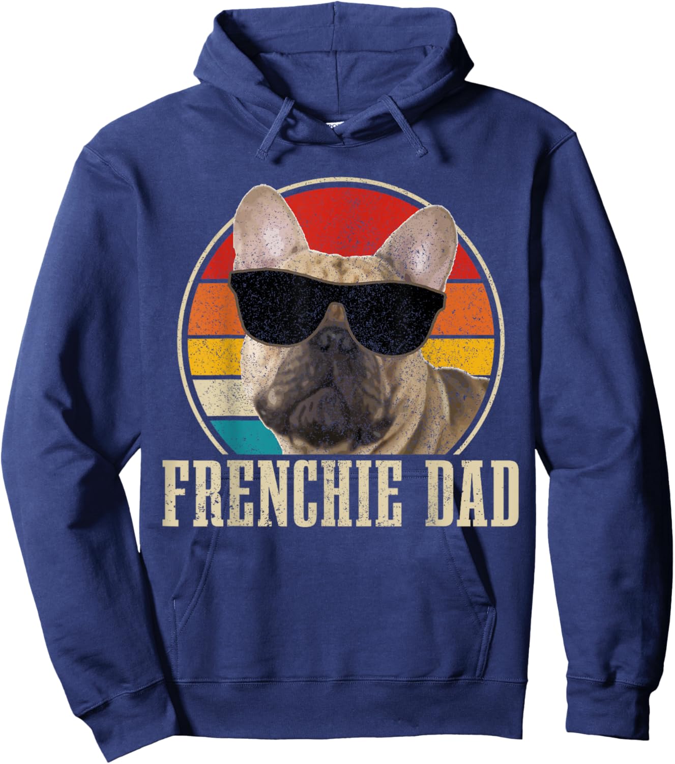 Frenchie Dad French Bulldog Vintage Funny Dog Hoodie - Hoodie | Navy