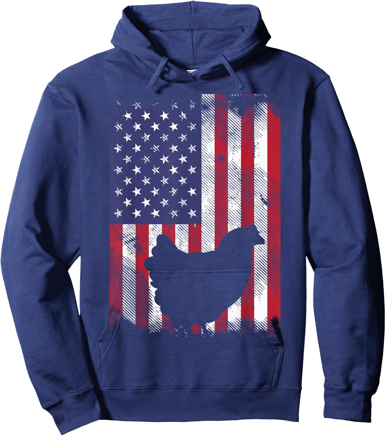 US Flag Chicken Vintage Farming Animal Patriotic Farmer Gift Hoodie - Hoodie | Navy