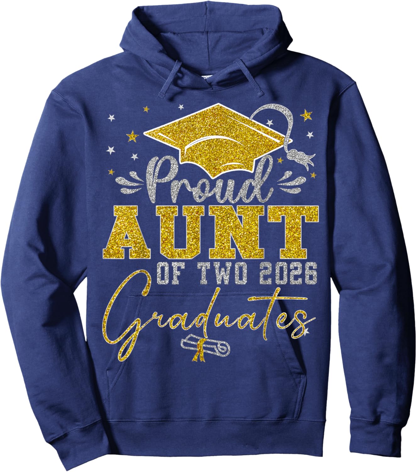 Proud Aunt of Two 2026 Graduates Twins Graduation Hoodie - Hoodie | Navy
