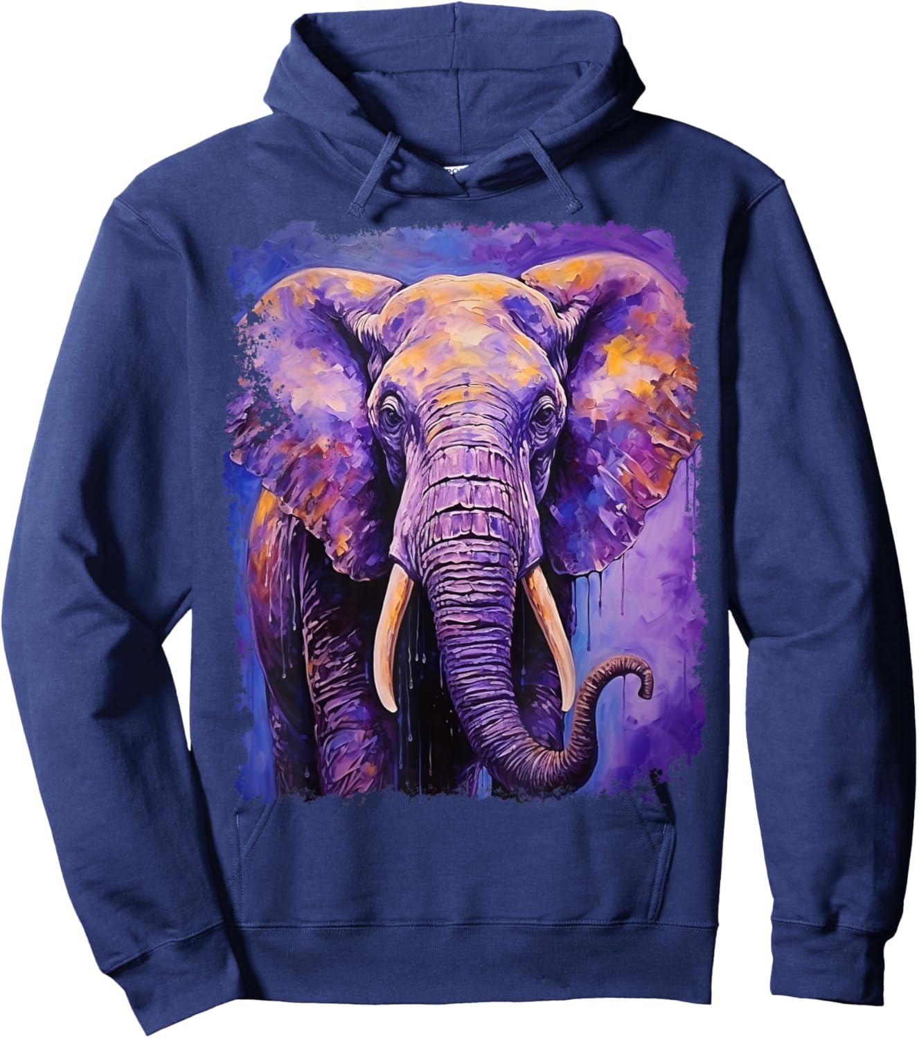 Pop Art Colorful Elephant Purple Hoodie - Hoodie | Navy