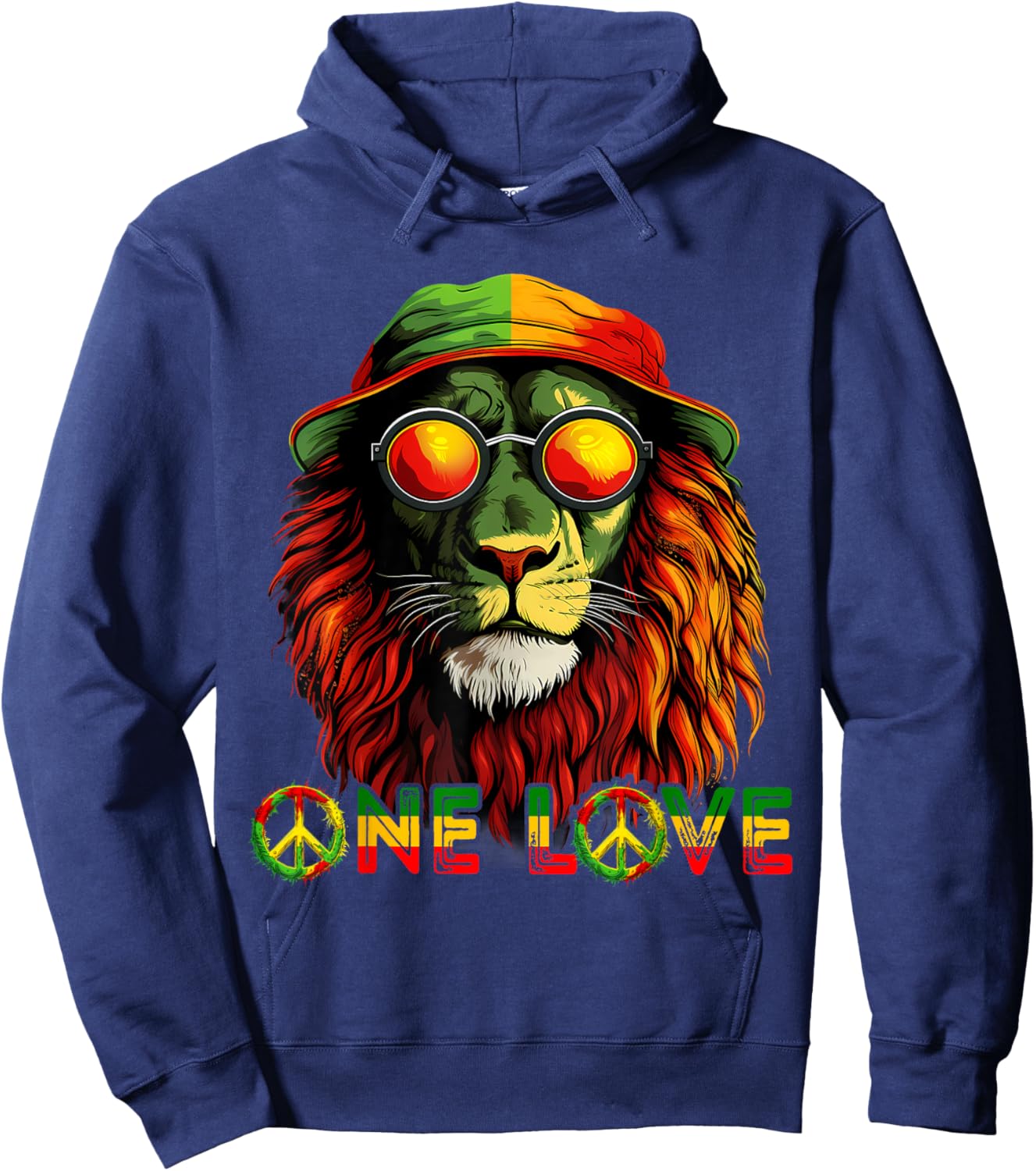 Rasta Reggae Lion Hippie Rasta Pride Jamaica Rastafari Hoodie - Hoodie | Navy