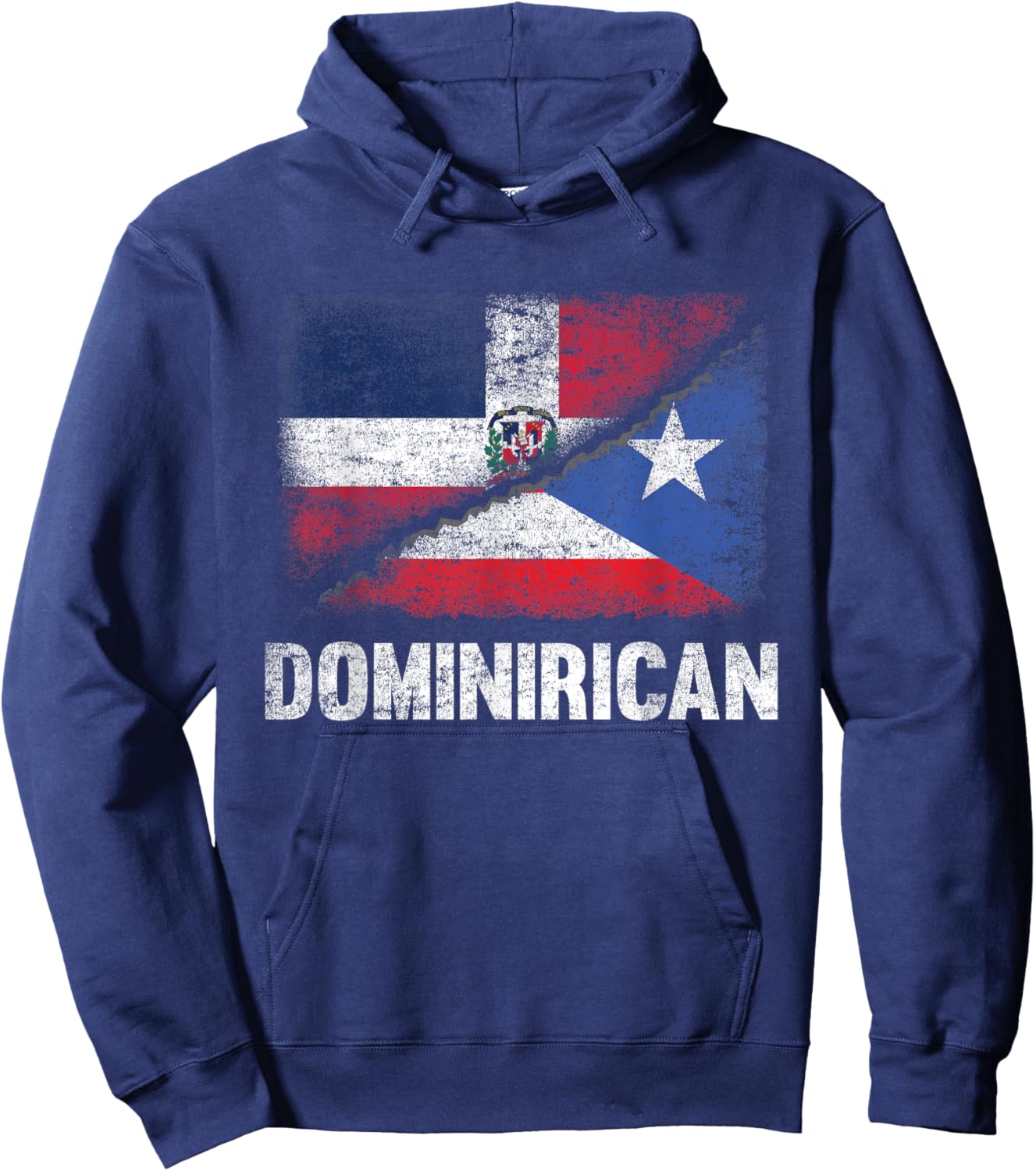 Half Dominican Half Puerto Rican Flag Dominirican Hoodie - Hoodie | Navy