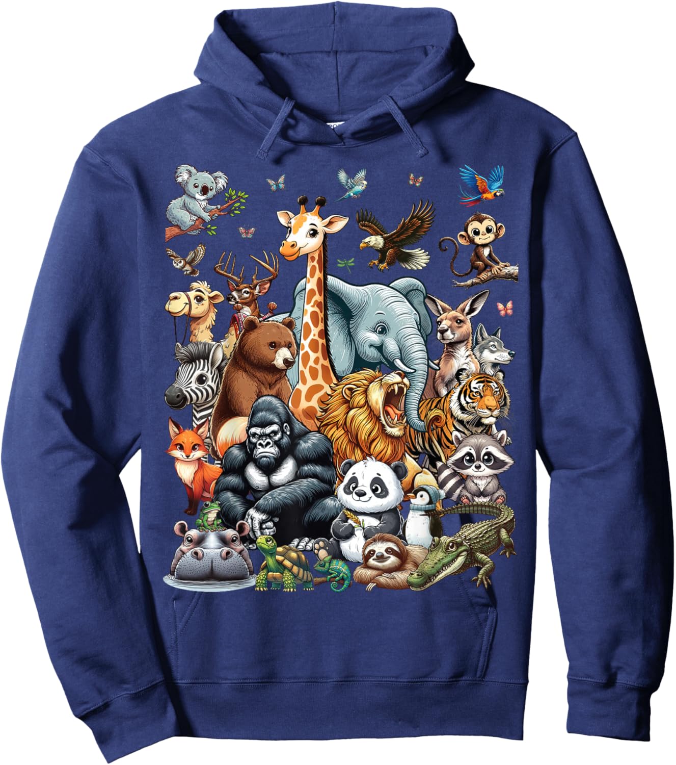 Zoo Animals Wildlife Safari Jungle Zoo Birthday Party Hoodie - Hoodie | Navy