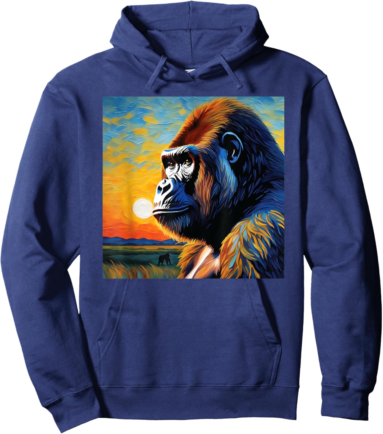 Gorilla head painting Art face for lover Silverback animal Hoodie - Hoodie | Navy