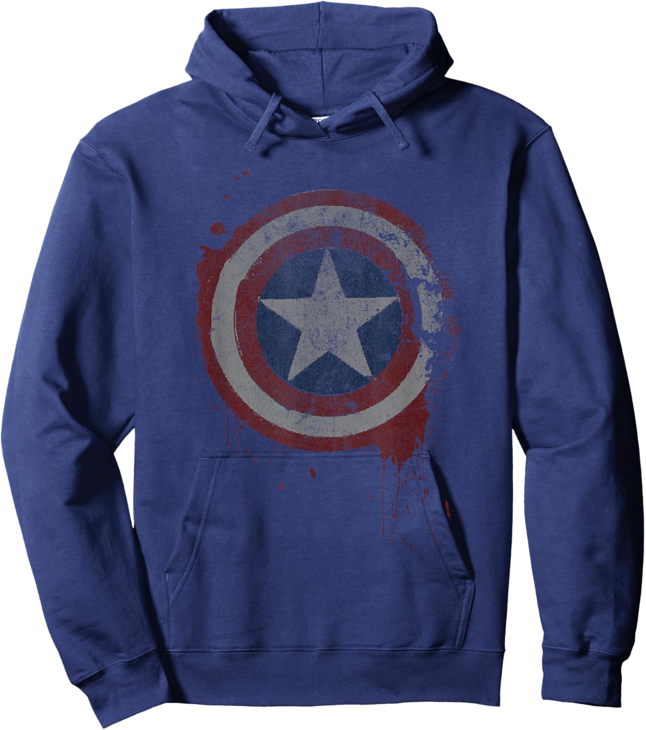Marvel Comics Classic Distressed Drip Captain America Shield Hoodie - Hoodie | Navy