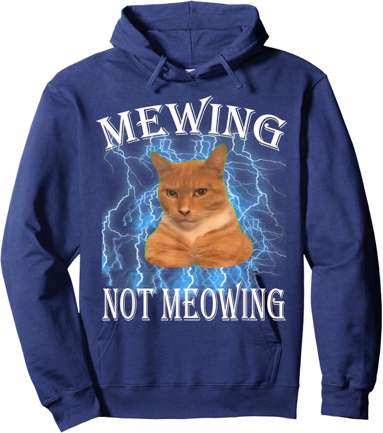 Mewing Cat, not Meowing cat Funny Cat Meme Men Women Kids Hoodie - Hoodie | Navy