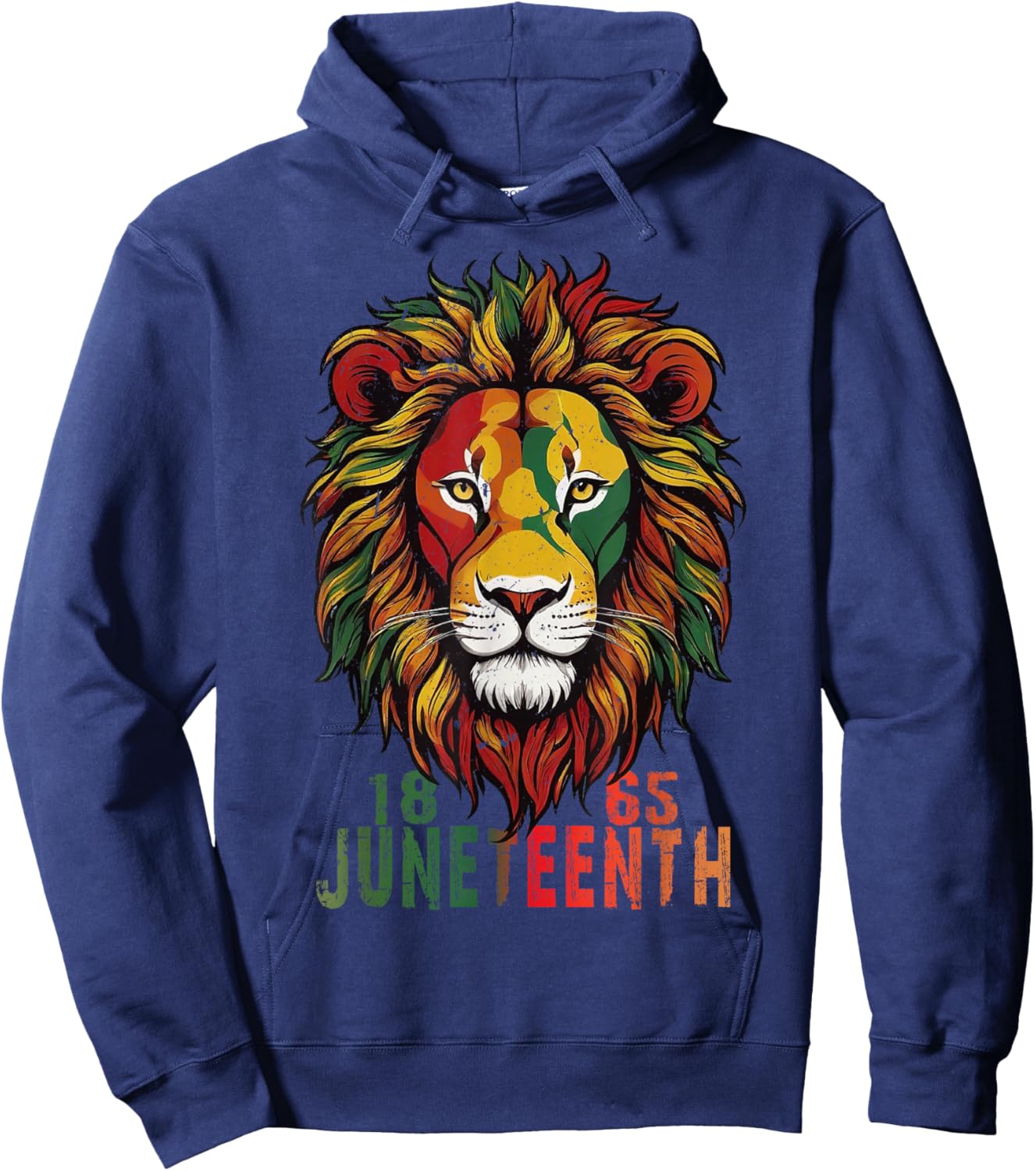 Juneteenth Men Women African American Black Lion 1865 King Hoodie - Hoodie | Navy