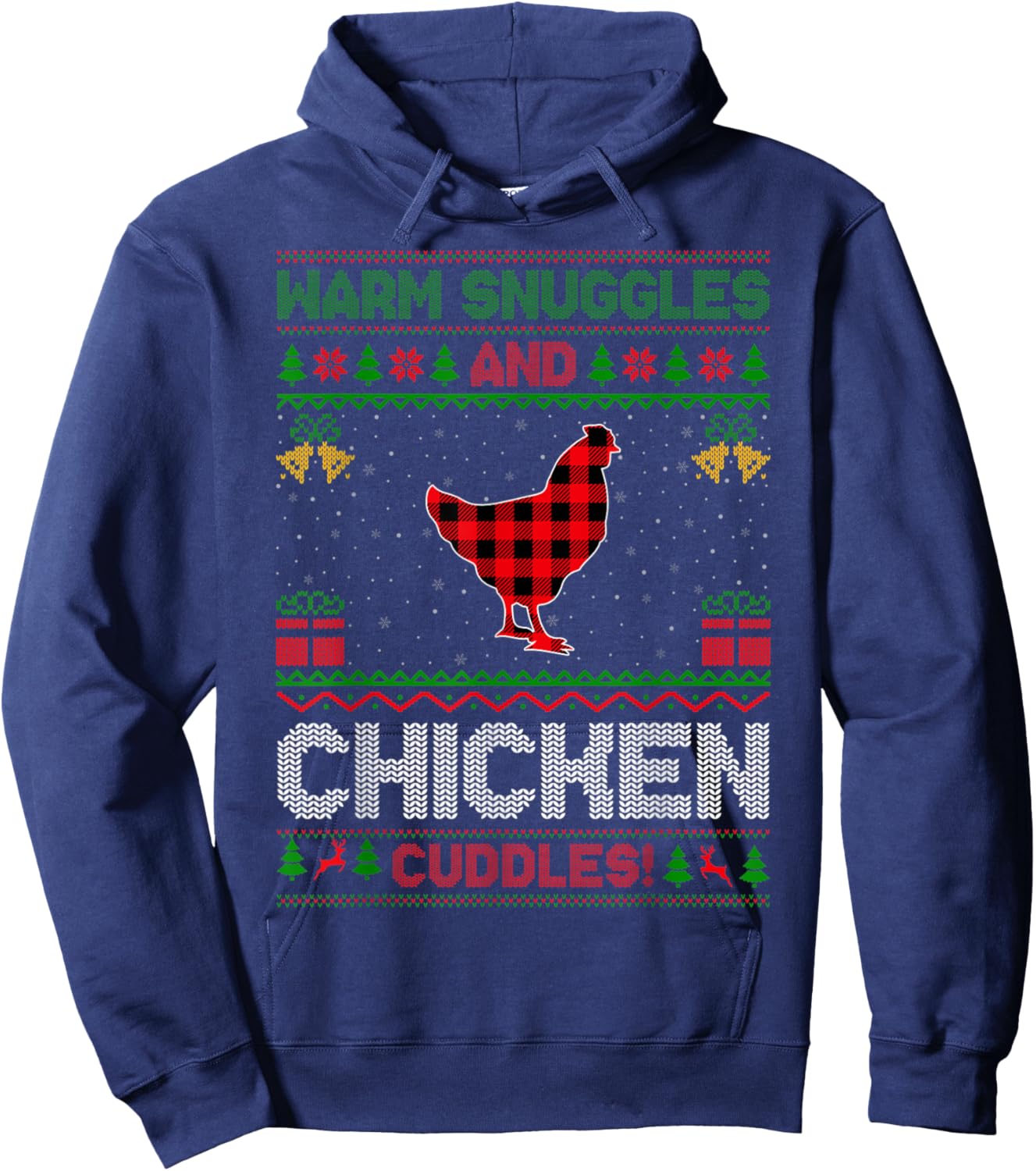 Warm Snuggles Chicken Cuddles Ugly Chicken Bird Christmas Hoodie - Hoodie | Navy