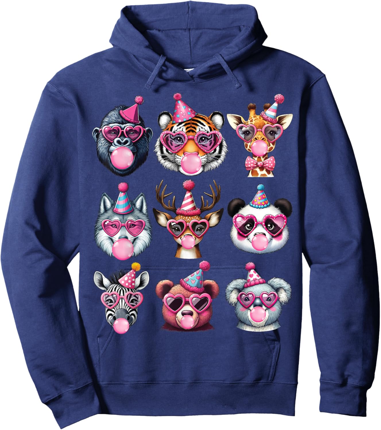 Zoo Animals Birthday Party Wildlife Lovers Boys Girls Kids Hoodie - Hoodie | Navy