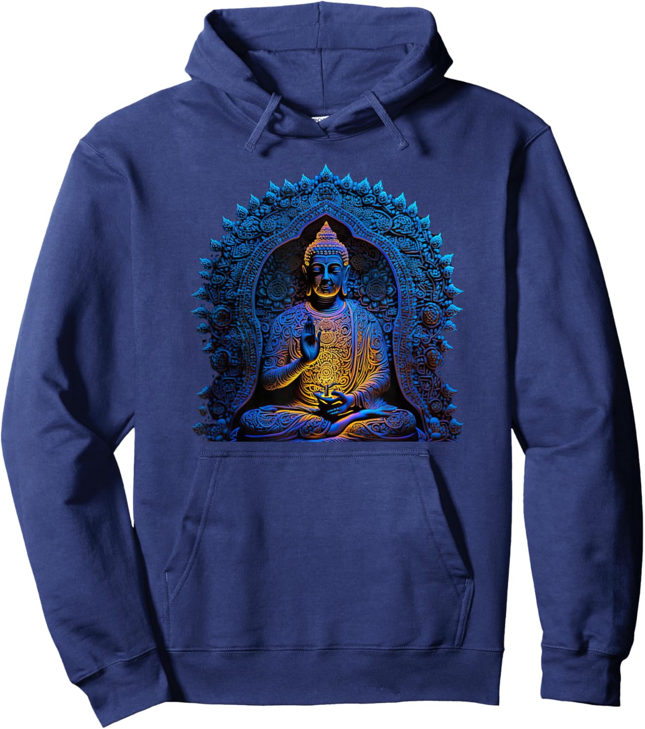 Buddha Statue Yoga Buddhist Zen Buddhism Meditation Hoodie - Hoodie | Navy