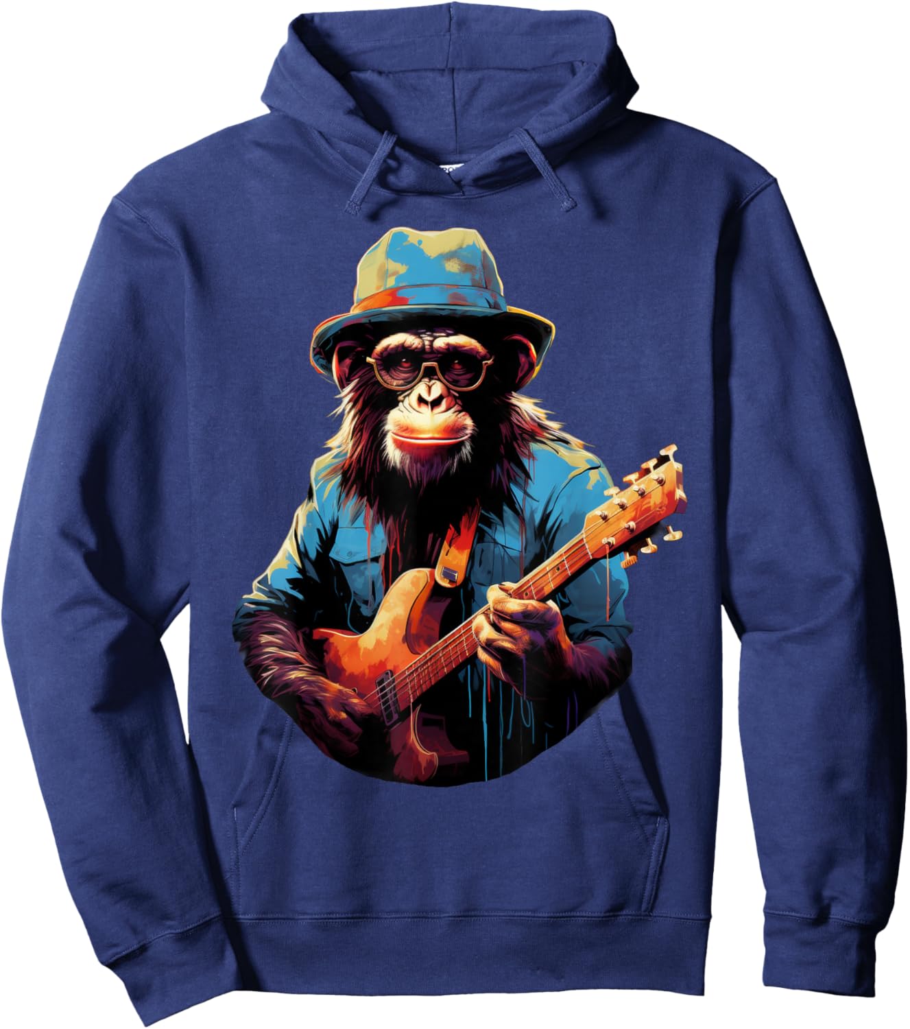 Cute Monkey Playing Guitar Monkeys Musician Music Hoodie - Hoodie | Navy