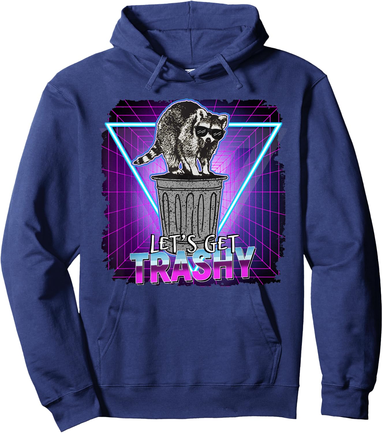 Raccoon Retro Lets Get Trashy 70s 80s Style Gift Hoodie - Hoodie | Navy