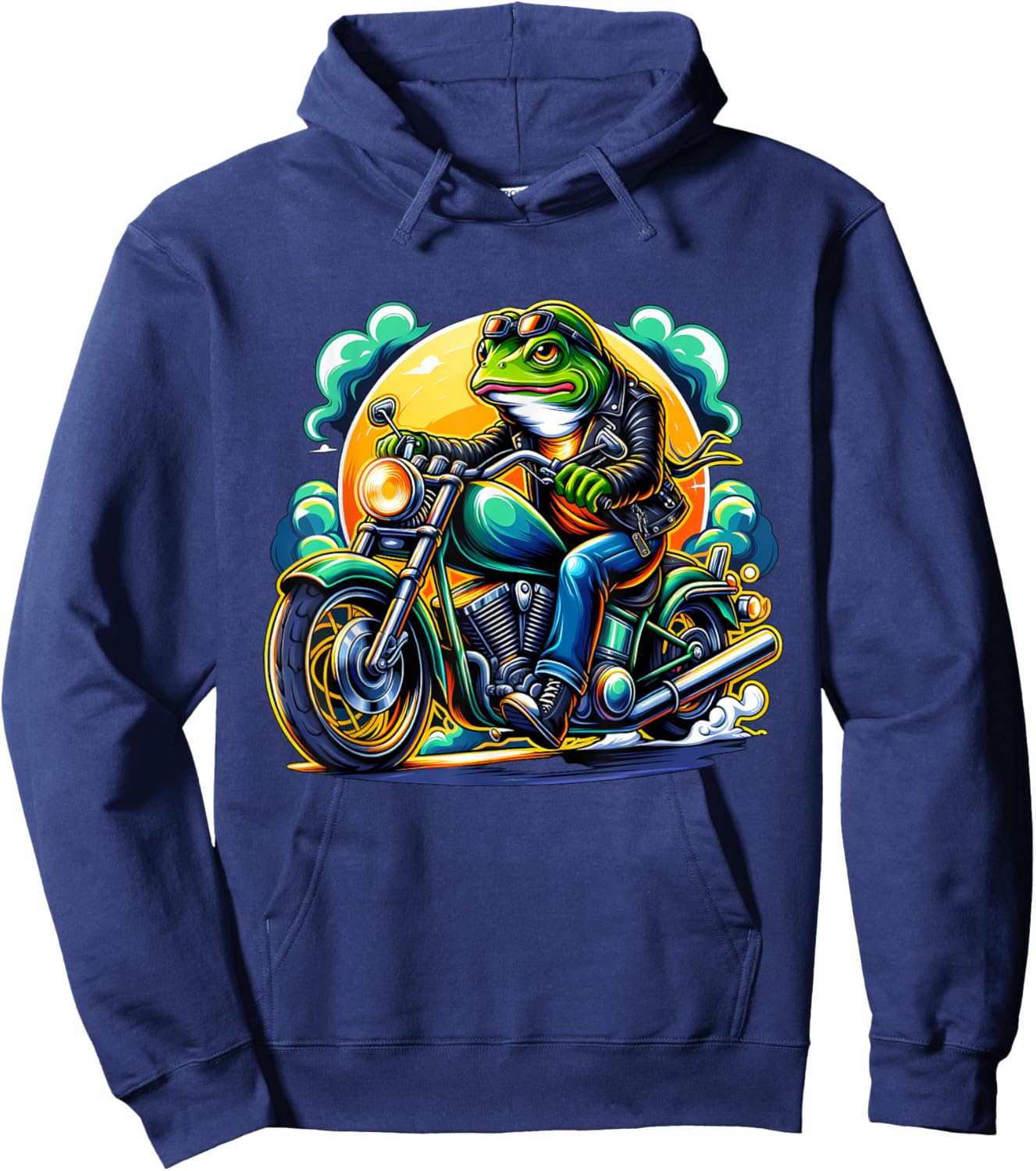 Biker Frog Riding Motorbike Hoodie - Hoodie | Navy