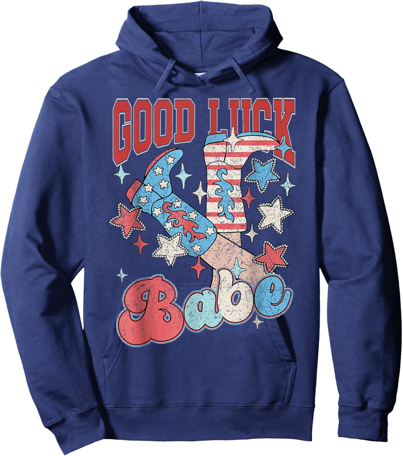 Retro Cowgirl Boots Good Luck Babe Western Party Club Hoodie - Hoodie | Navy