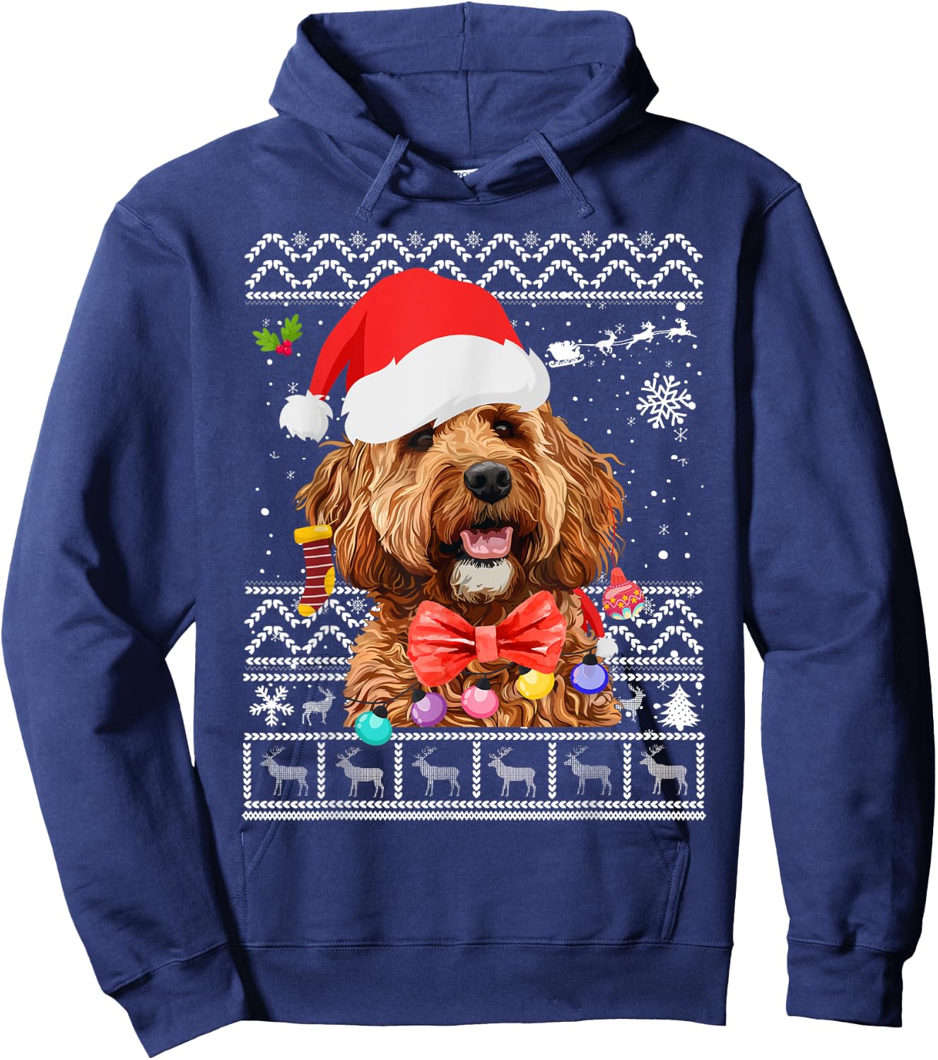 Cavapoo Christmas Outfit Idea For Kids & Christmas Cavapoo Hoodie - Hoodie | Navy