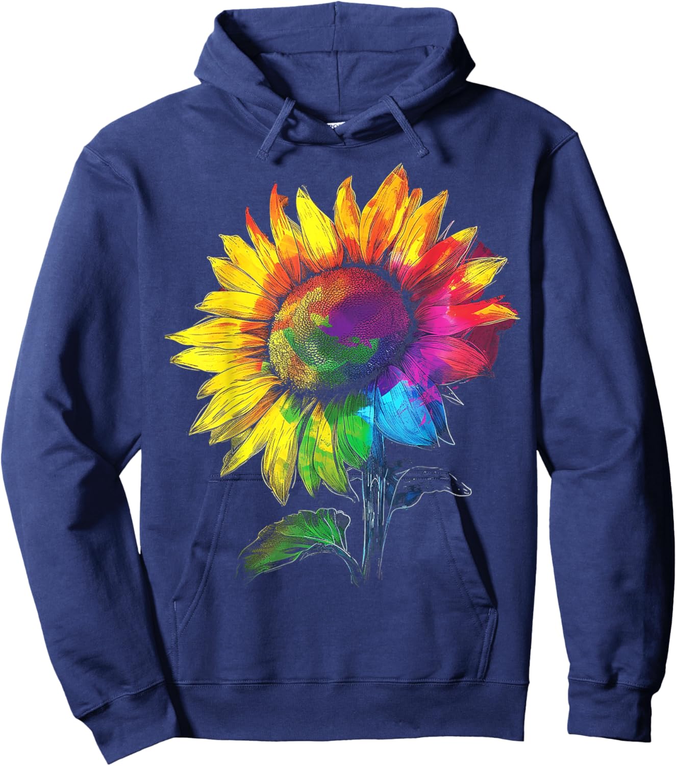 Sunflower Colorful Nature Art Graphic Sunflower Hoodie - Hoodie | Navy