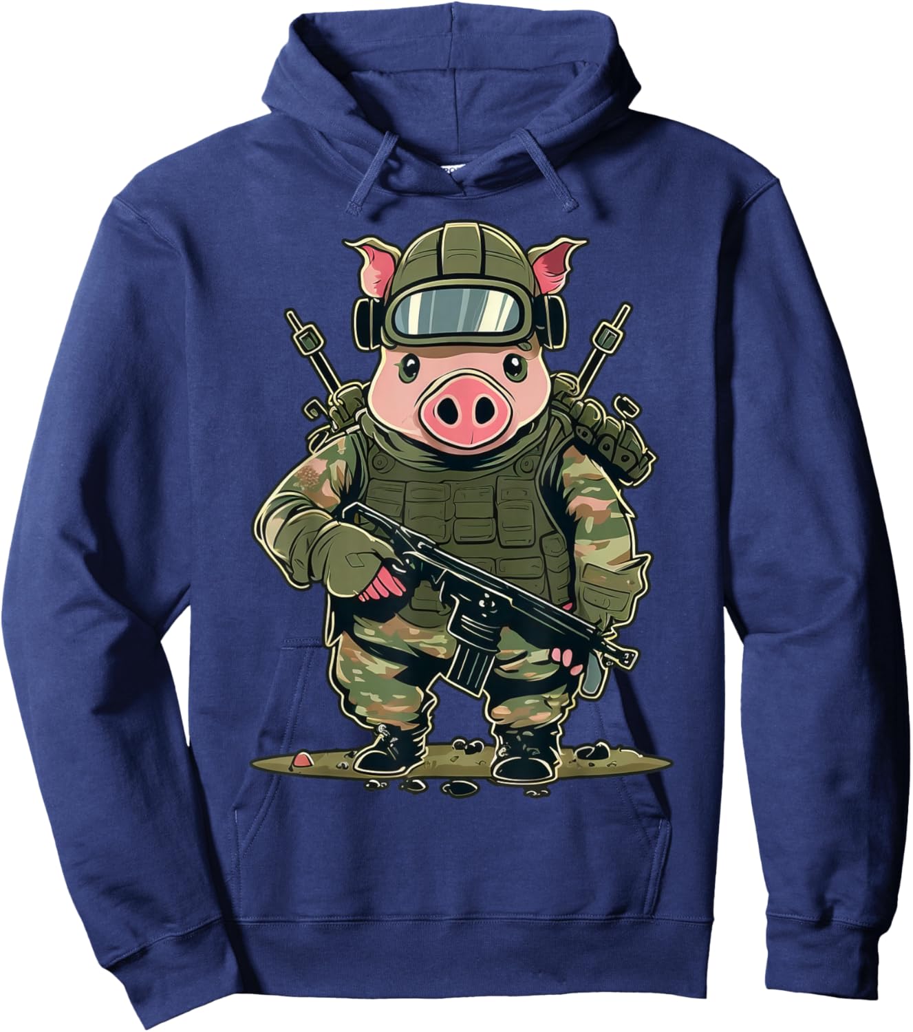 Soldier Pig Army Military Pig Hoodie - Hoodie | Navy