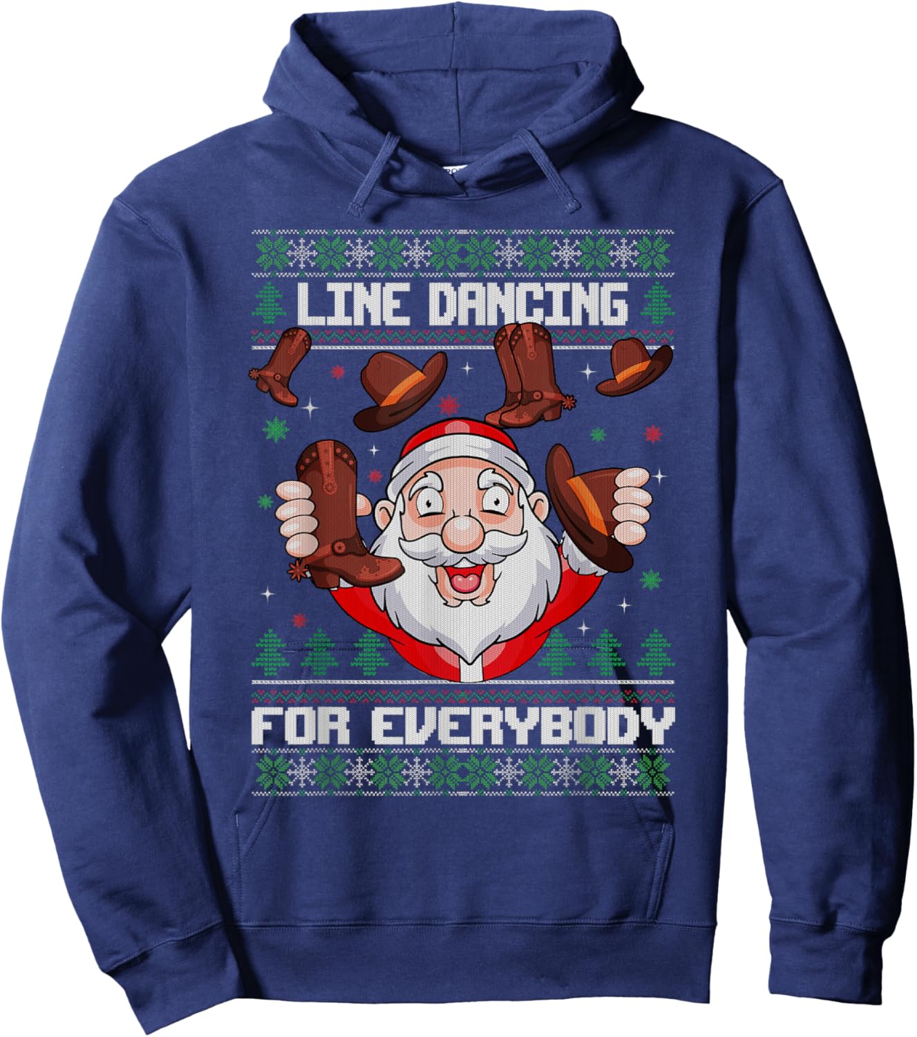 Line Dancing for Everybody Santa Ugly Christmas Line Dance Hoodie - Hoodie | Navy