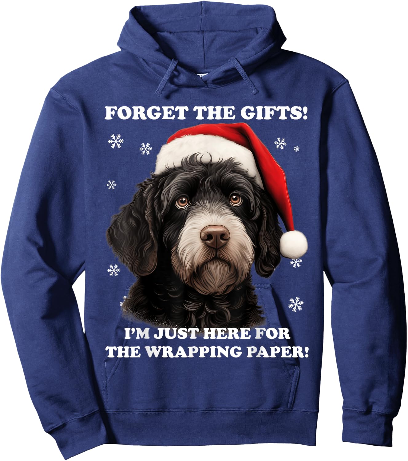 Portuguese water dog with Christmas hat Funny dog Christmas Hoodie - Hoodie | Navy