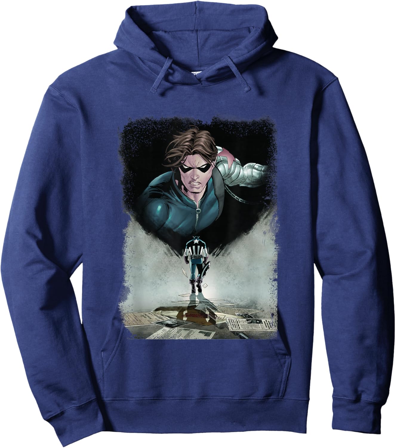 Marvel Comics Retro Classic Captain America Winter Soldier Hoodie - Hoodie | Navy