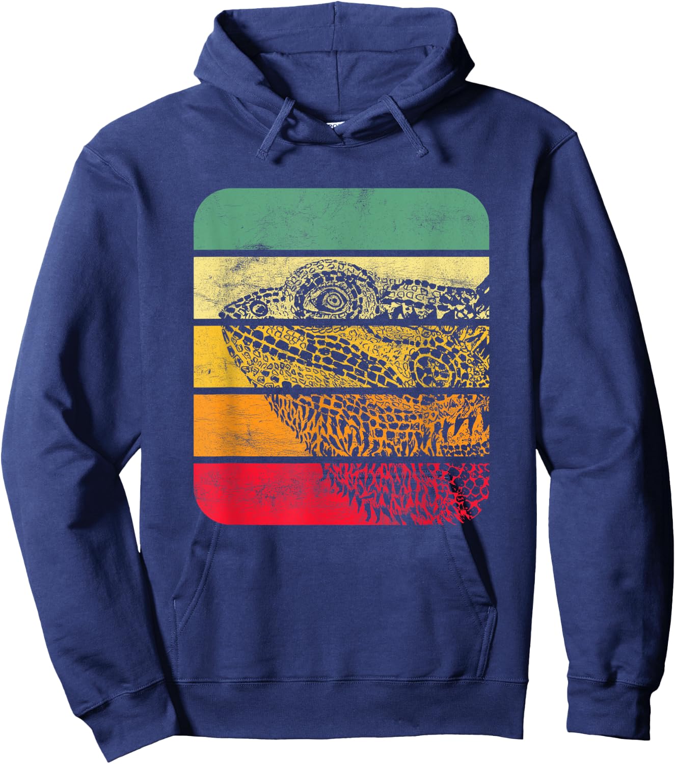 Bearded Dragon Vintage Sunset Retro Style Pet Eidec Hoodie - Hoodie | Navy