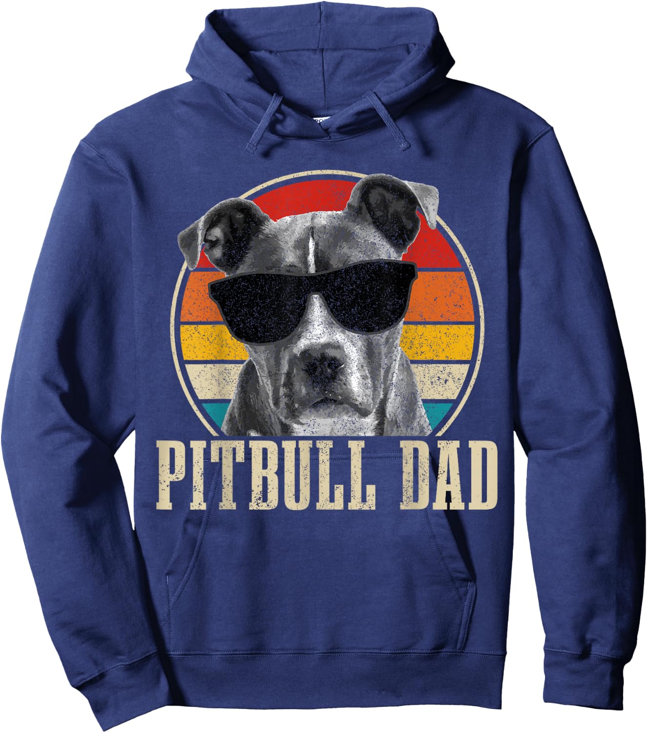 Pitbull Dad Vintage Sunglasses Funny Dog Owner Hoodie - Hoodie | Navy