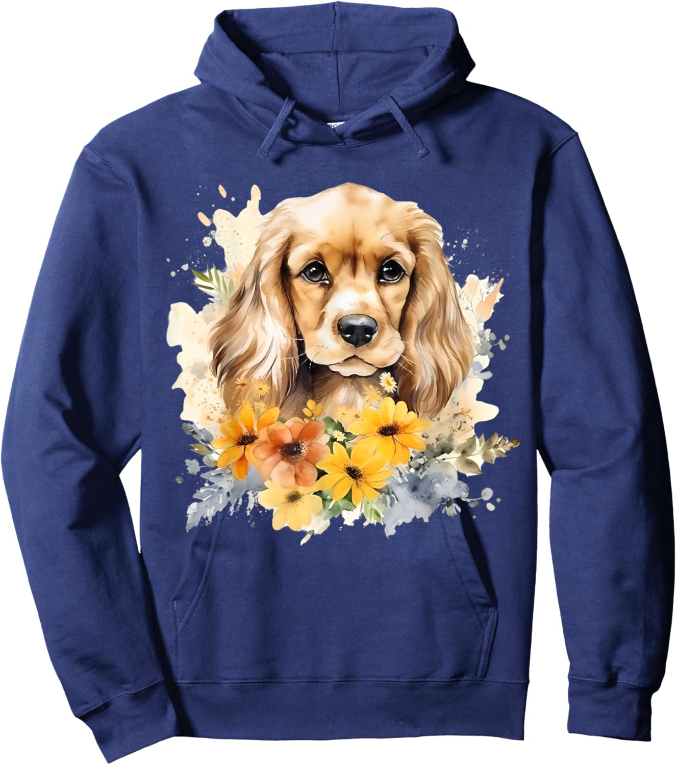 Watercolor English Cocker Spaniel Puppy Hoodie - Hoodie | Navy