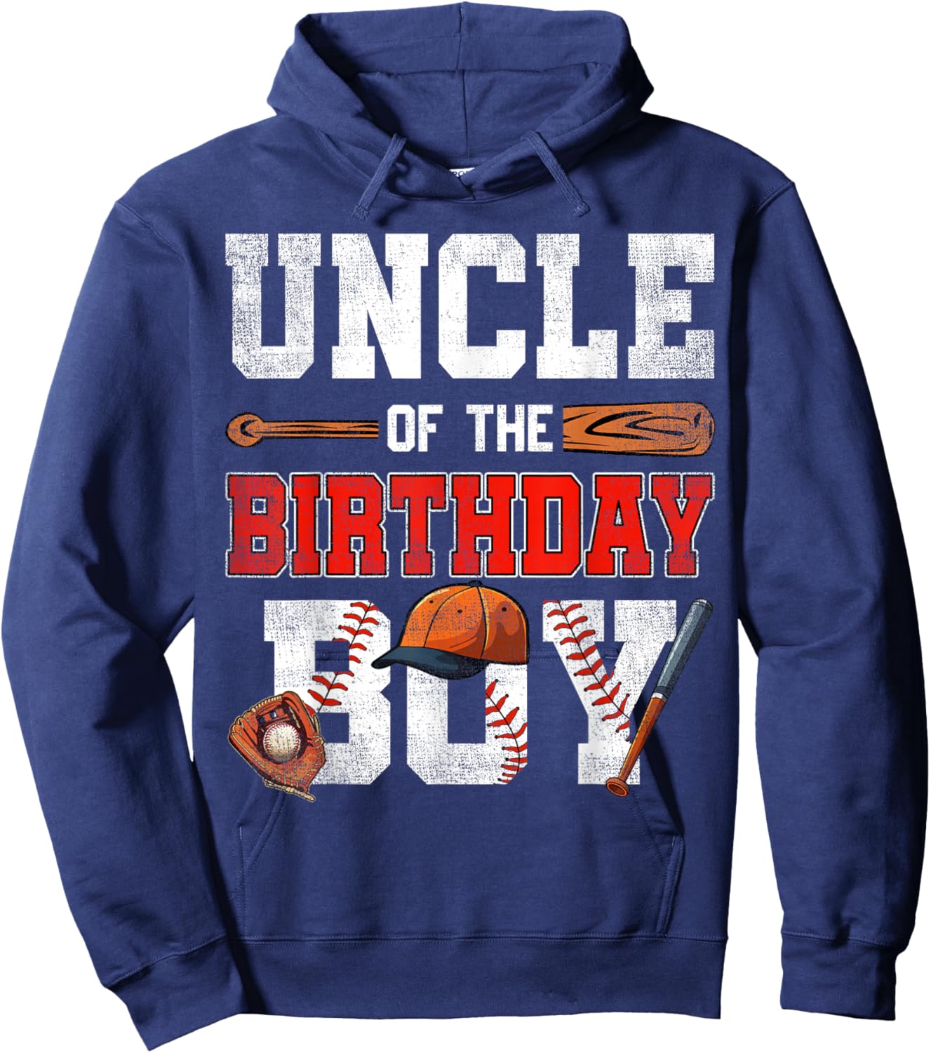 Uncle Of The Birthday Boy Baseball Bday Family Hoodie - Hoodie | Navy
