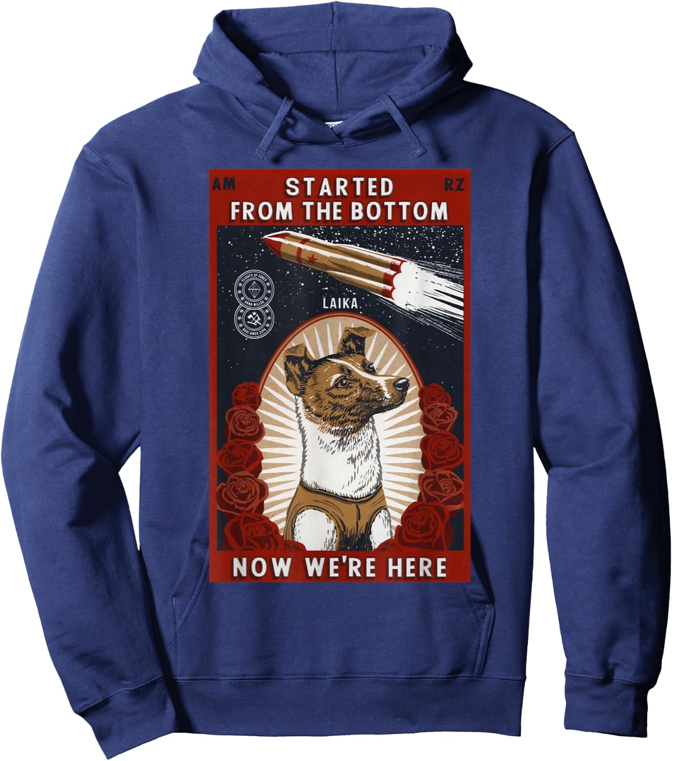Laika Space Dog Retro Vintage Soviet. SOVI8 Women Girls Kids Hoodie - Hoodie | Navy