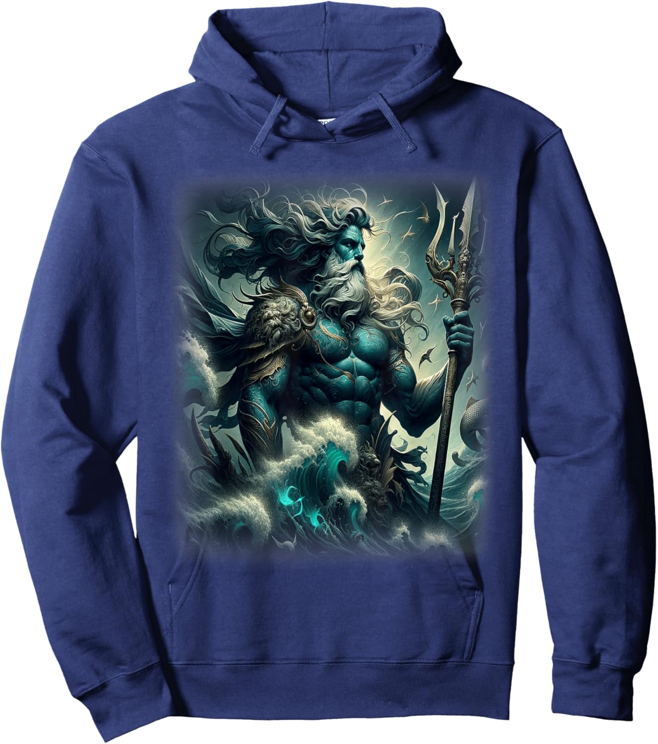 Poseidon Trident Shirt Lord of the Sea Ancient Greek God Art Hoodie - Hoodie | Navy