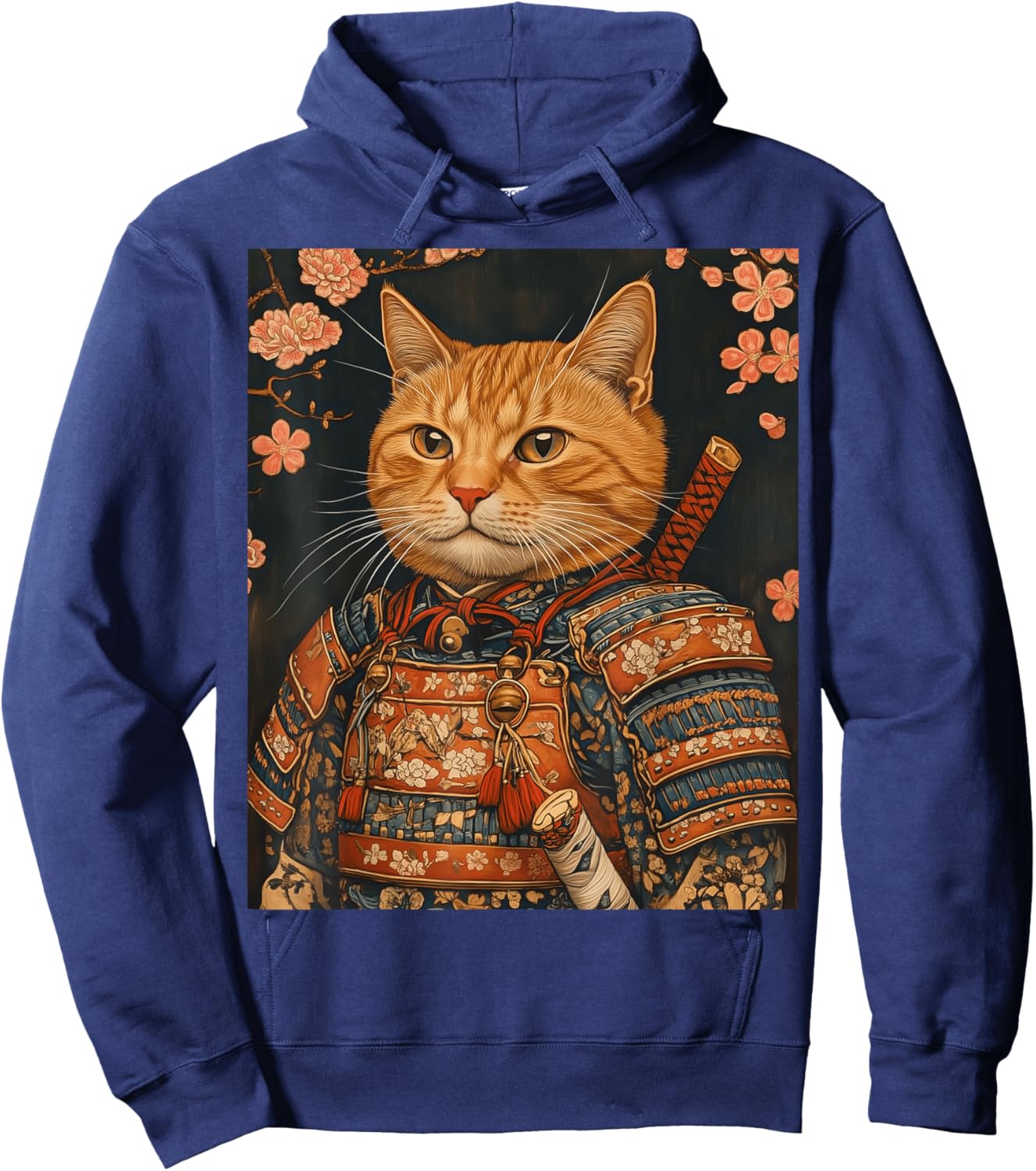 Japanese Art Cat Samurai Hoodie - Hoodie | Navy