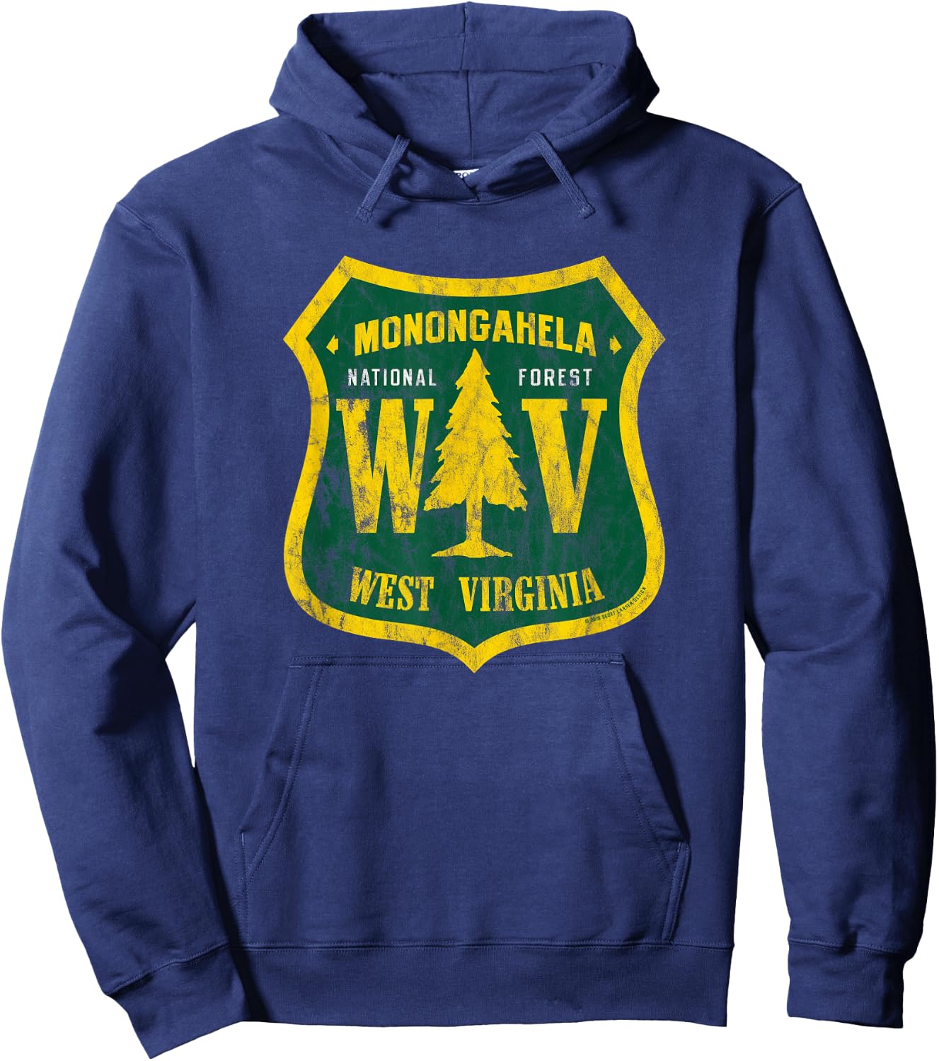 Monongahela National Forest West Virginia Shield Retro Look Hoodie - Hoodie | Navy